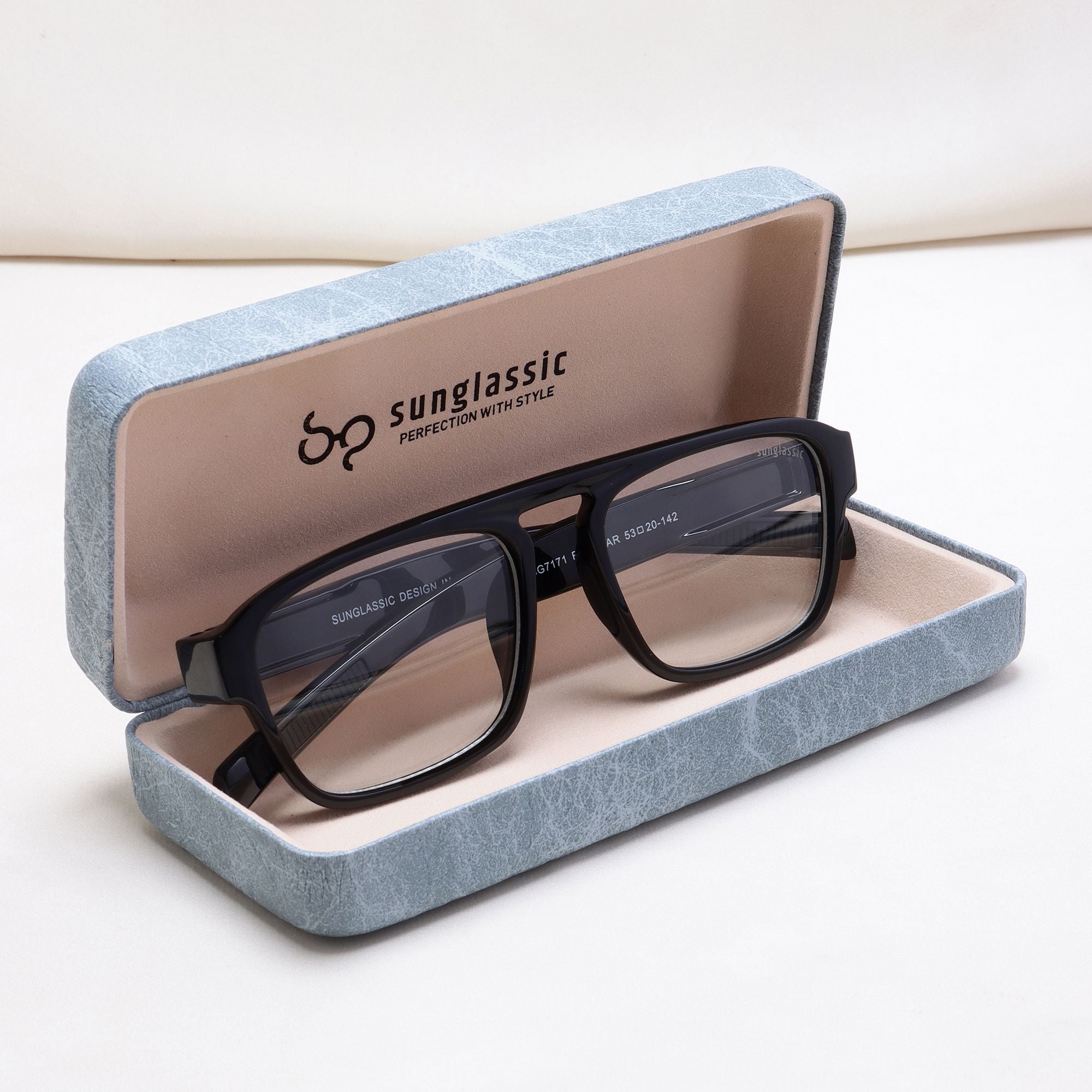 Raftaar Black Clear Square Sunglasses | Anti Blue Light