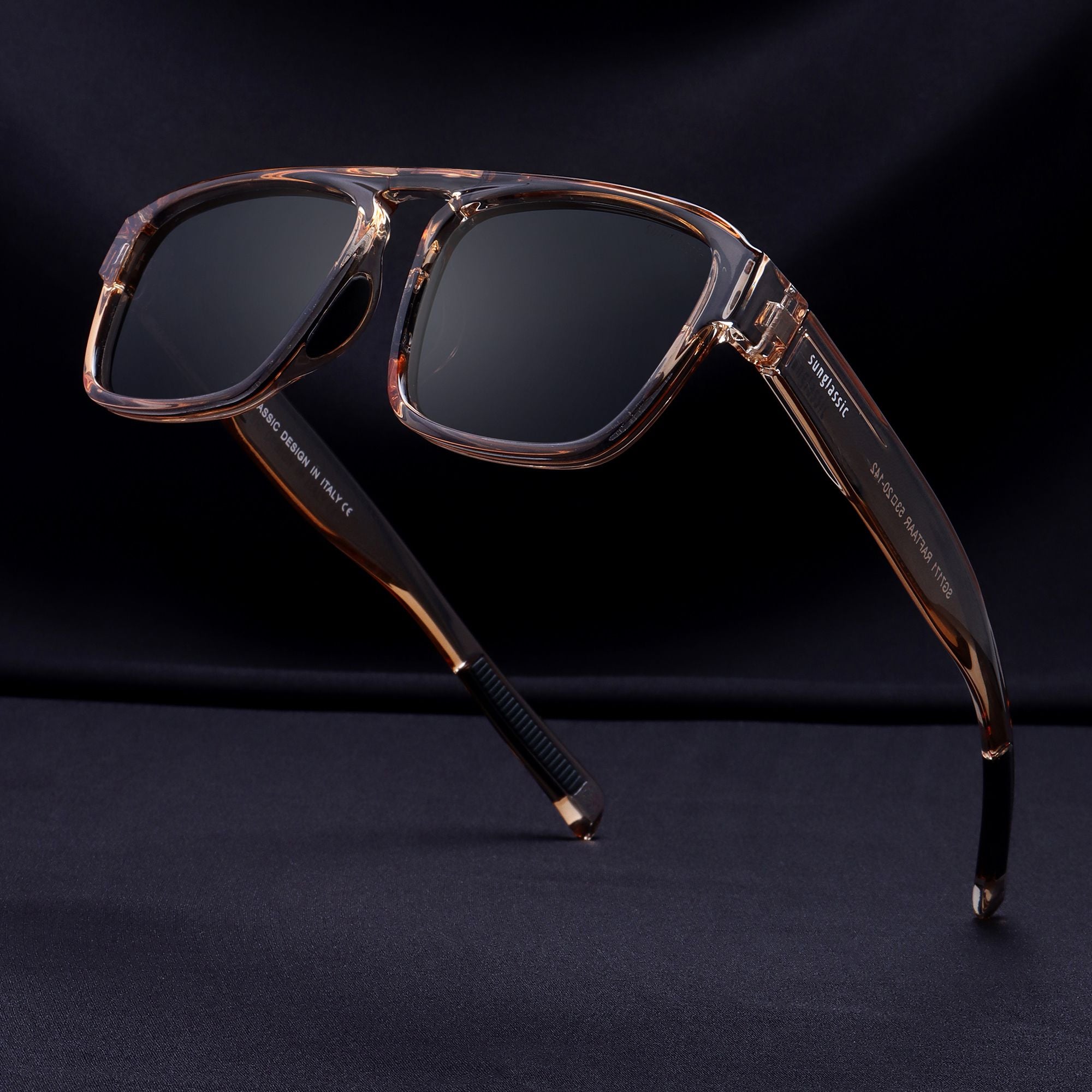 Raftaar Brown Black Square Sunglasses | UV400 Polarized