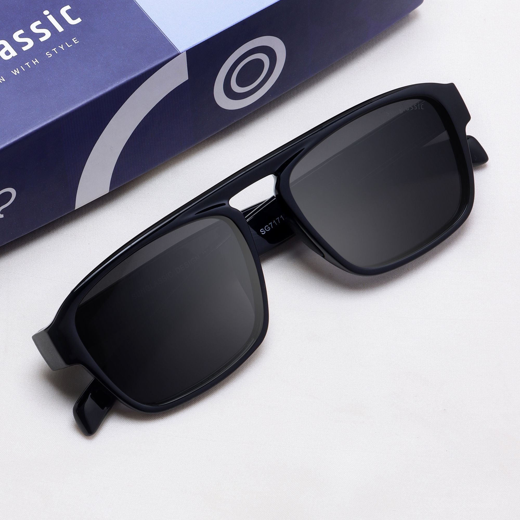 Raftaar Full Black Square Sunglasses | UV400 Polarized