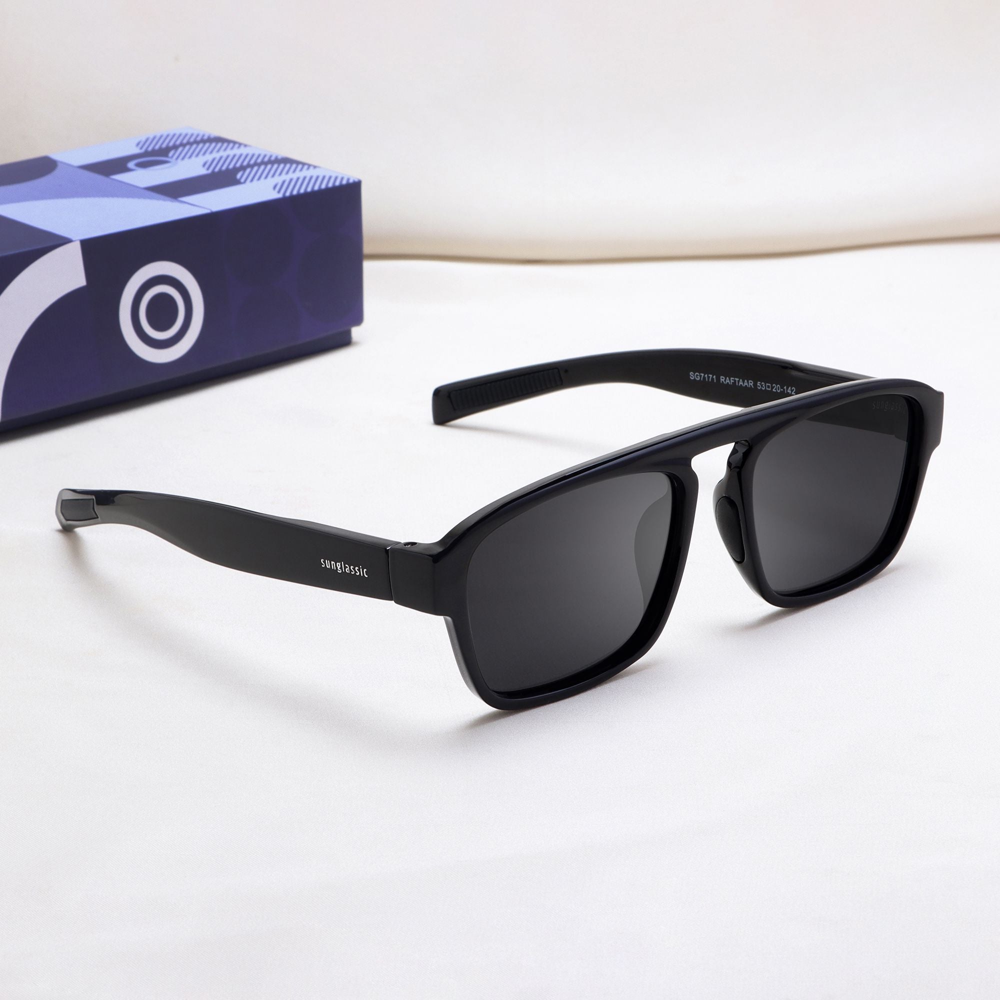 Raftaar Full Black Square Sunglasses | UV400 Polarized