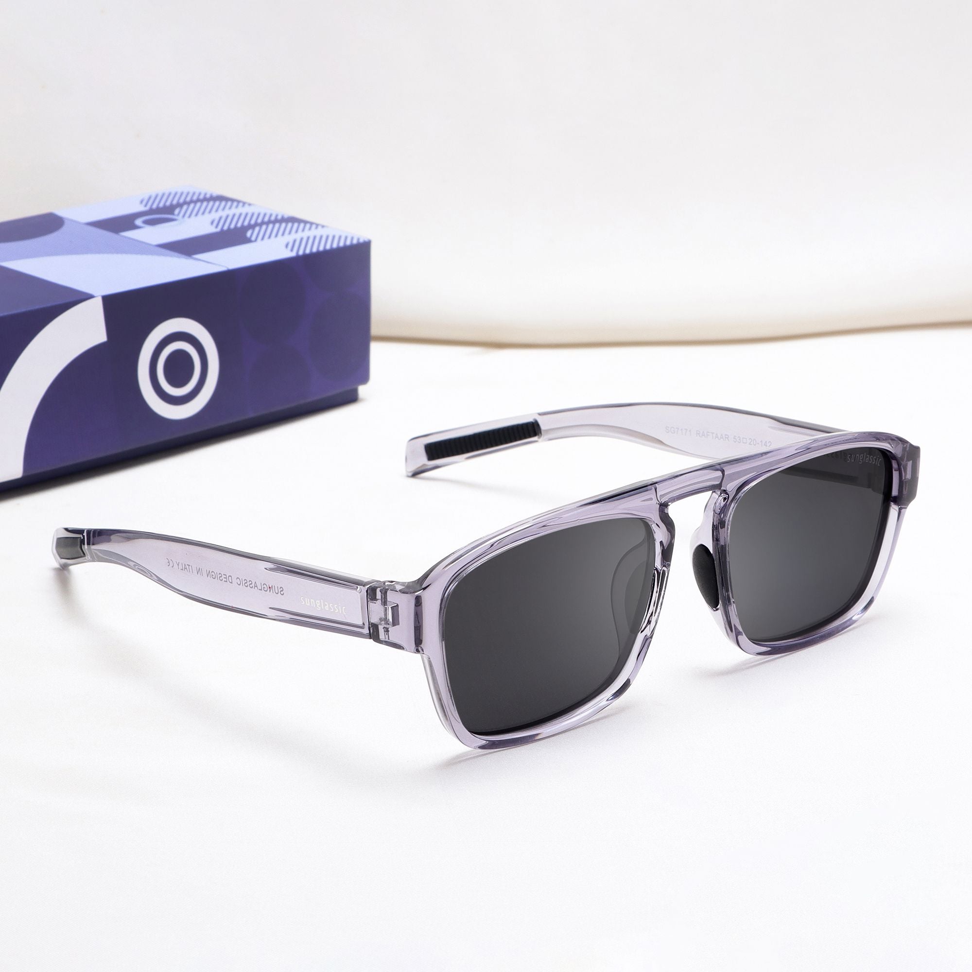Raftaar Grey Black Square Sunglasses | UV400 Polarized