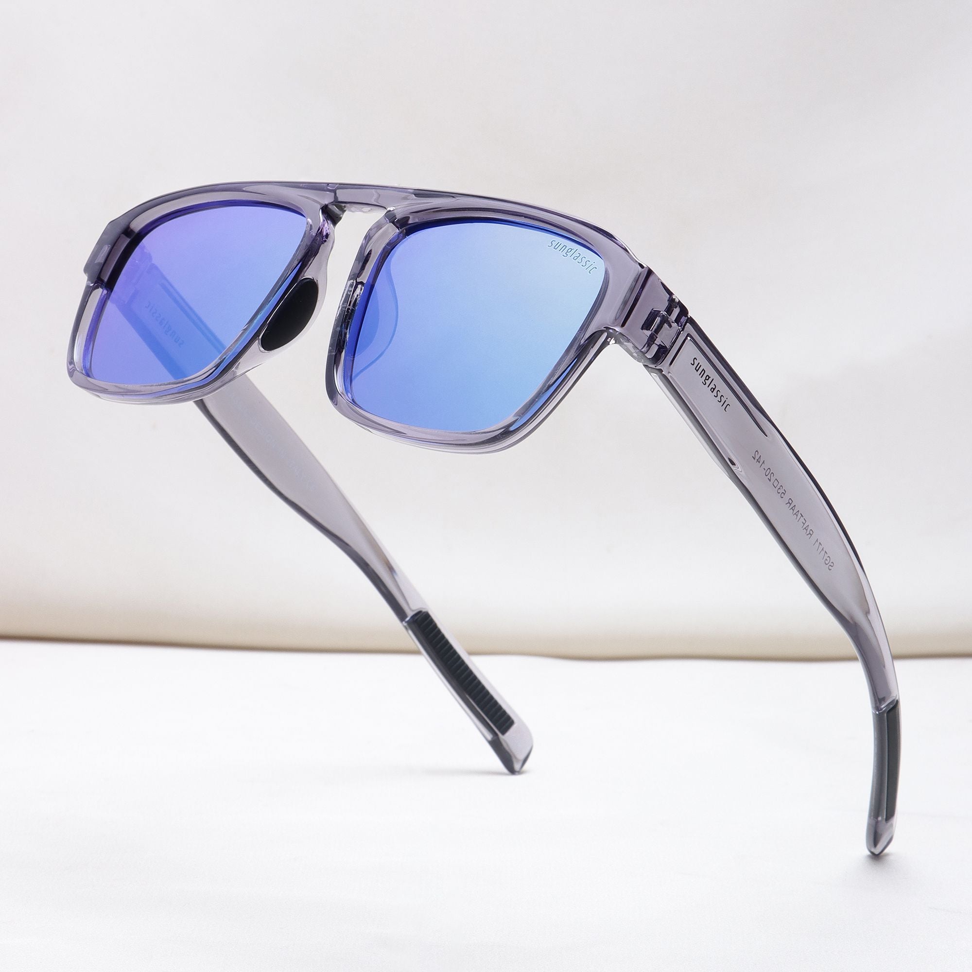 Raftaar Grey Blue Mercury Square Sunglasses | UV400 Polarized