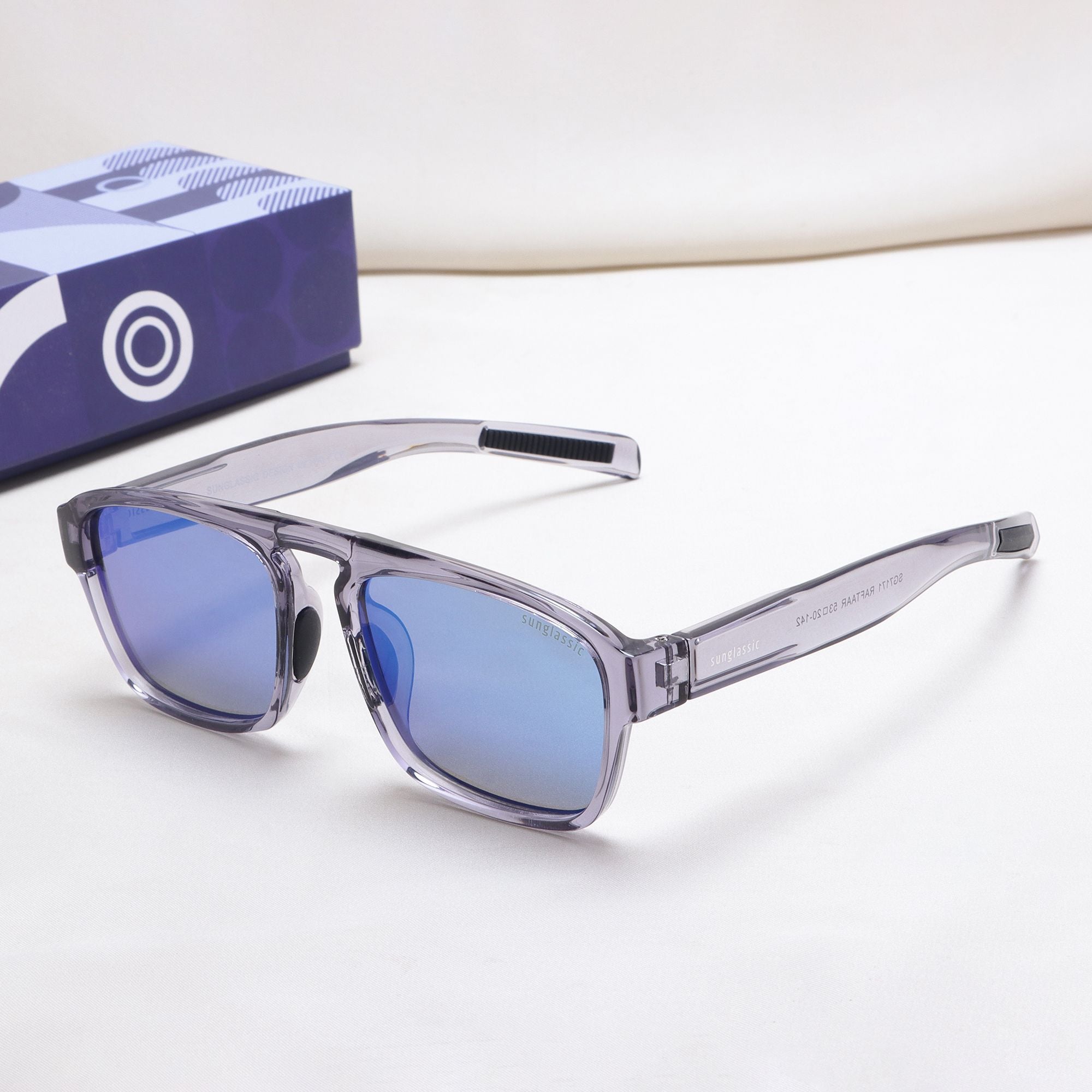 Raftaar Grey Blue Mercury Square Sunglasses | UV400 Polarized