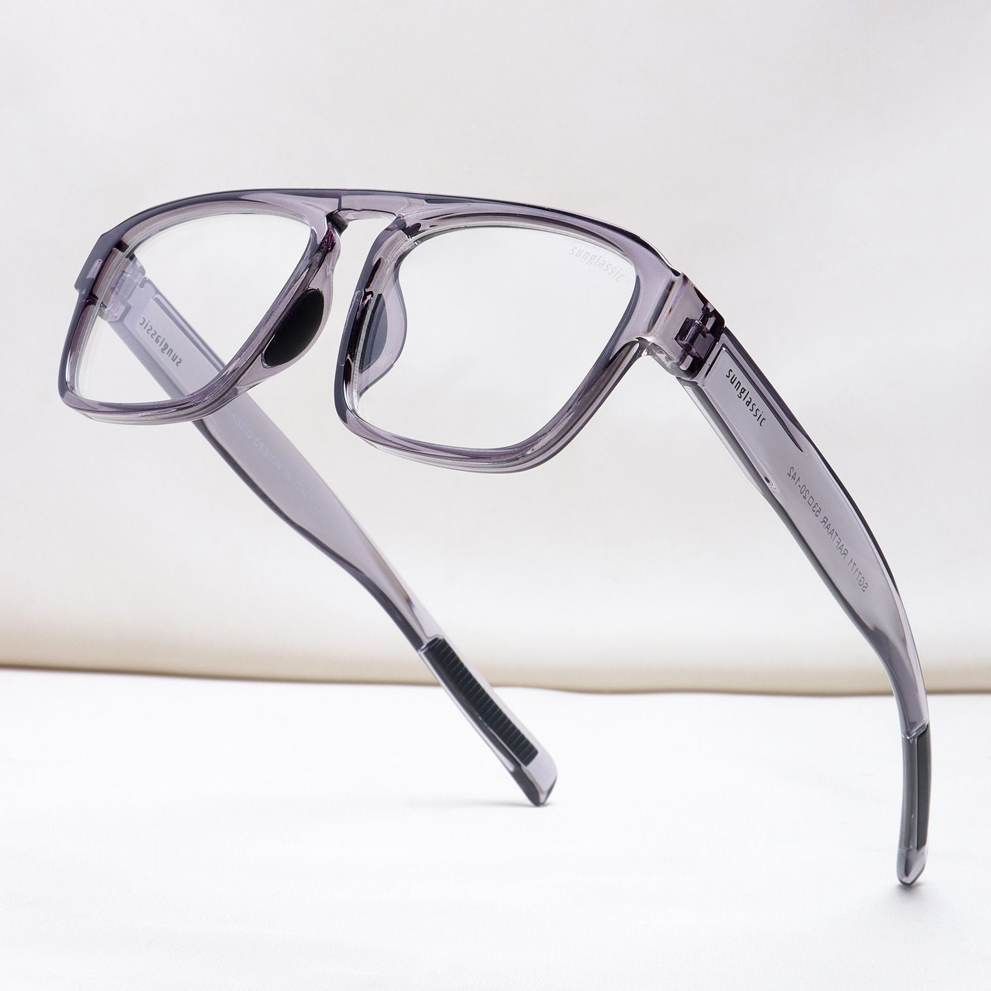 Raftaar Grey Clear Square Sunglasses | UV400