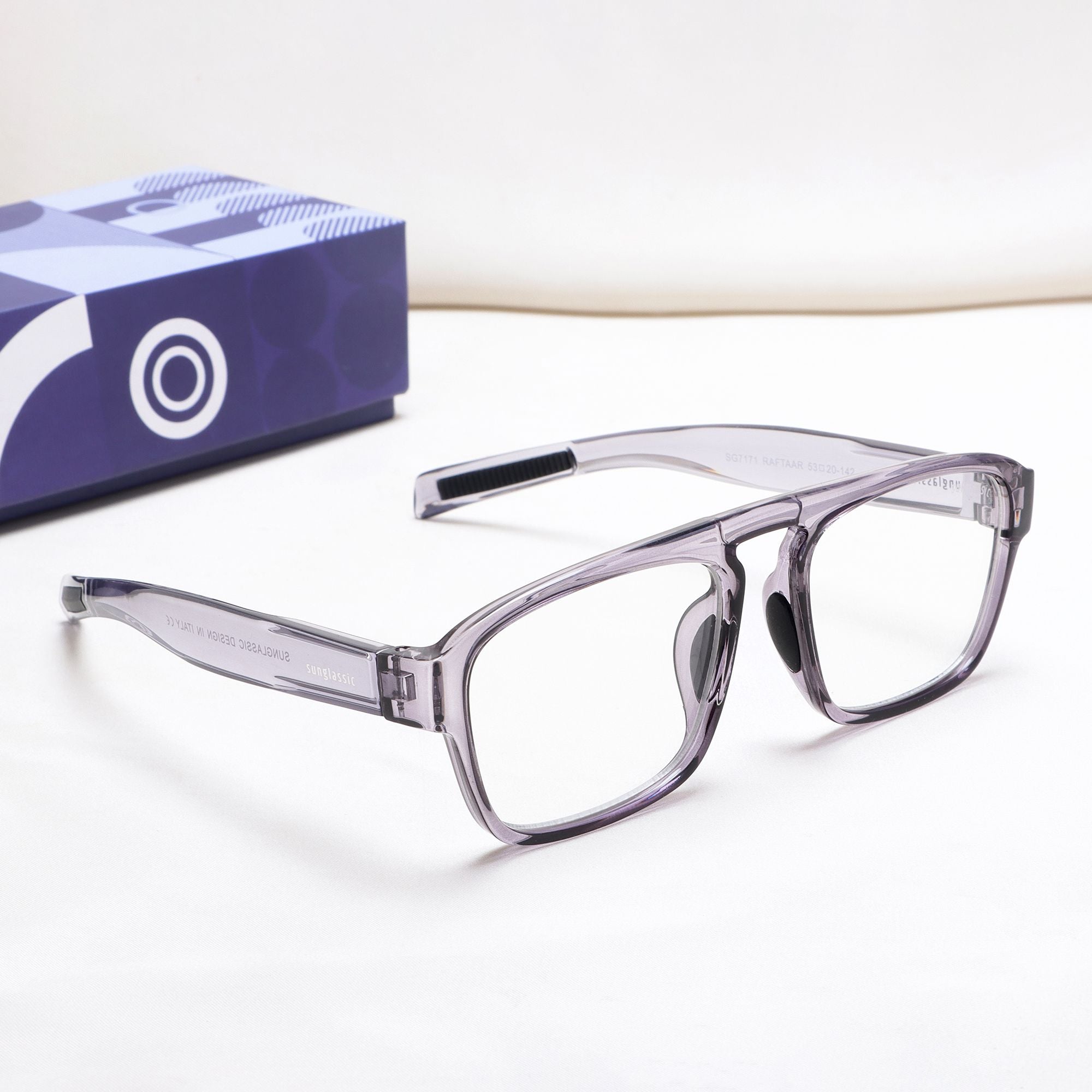 Raftaar Grey Clear Square Sunglasses | UV400