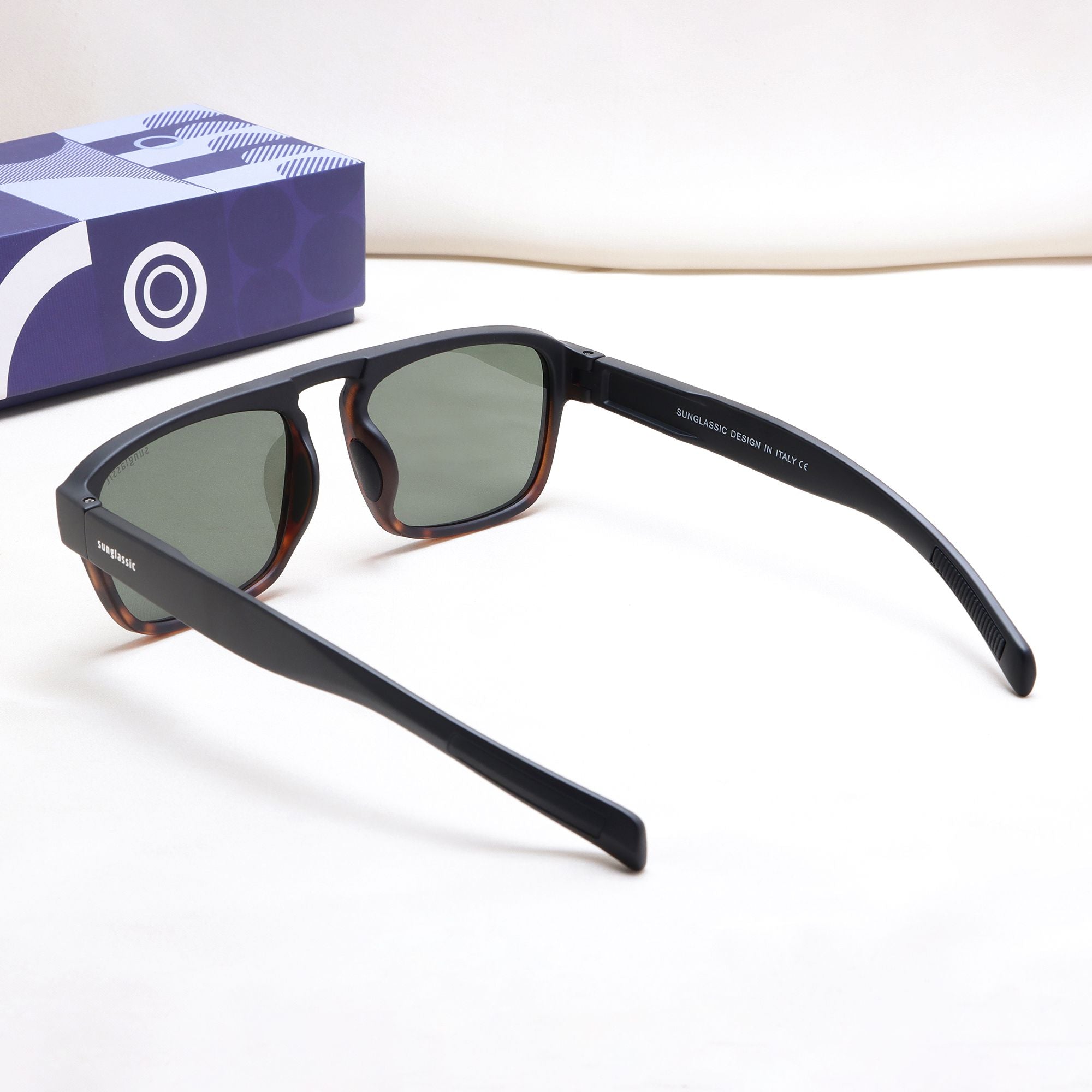 Raftaar Tortoise Black Green Square Sunglasses | UV400 Polarized