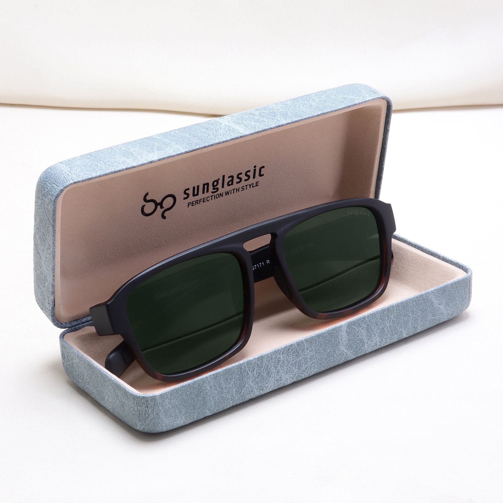 Raftaar Tortoise Black Green Square Sunglasses | UV400 Polarized