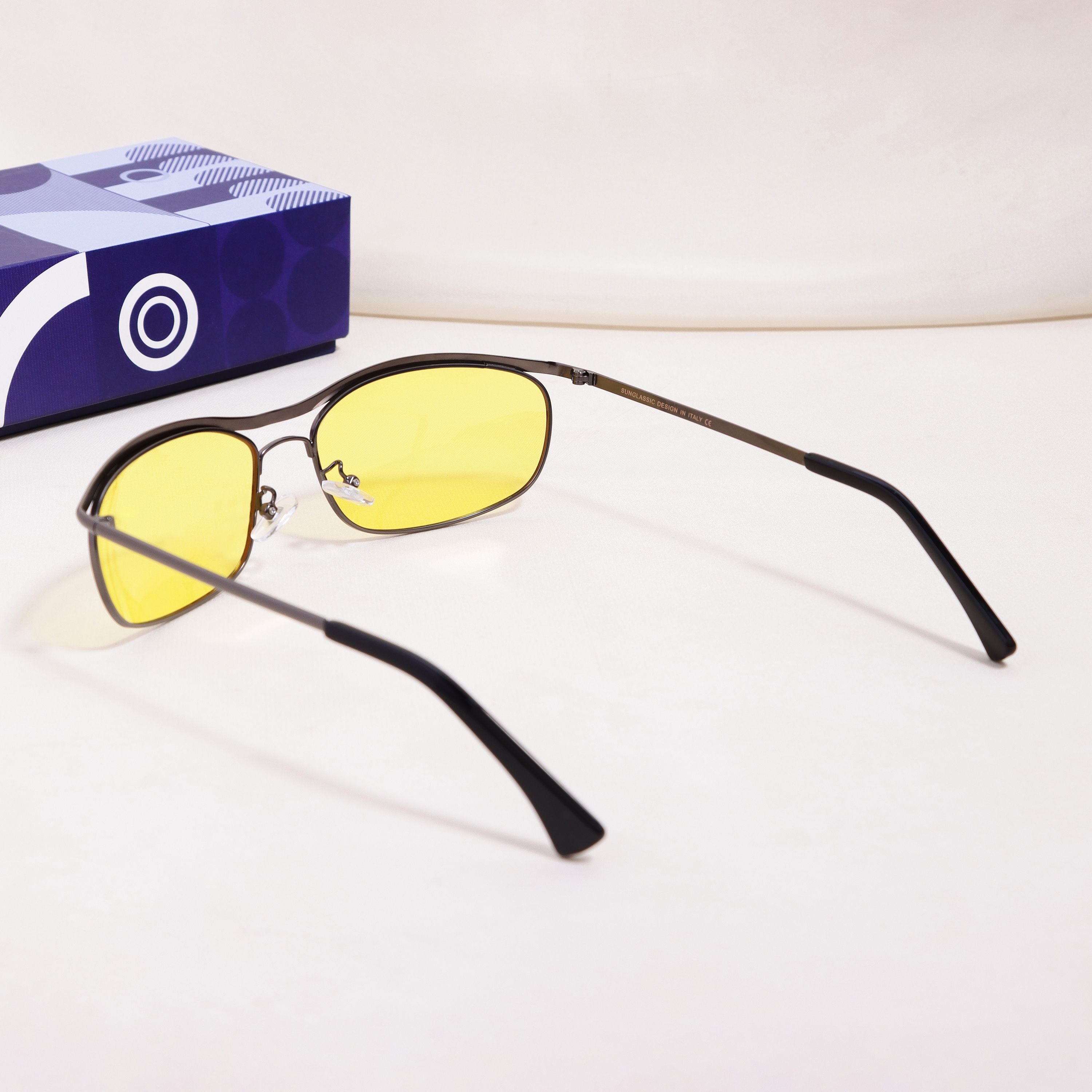 Champion Black Yellow Polarized Rectangle Sunglasses | UV400