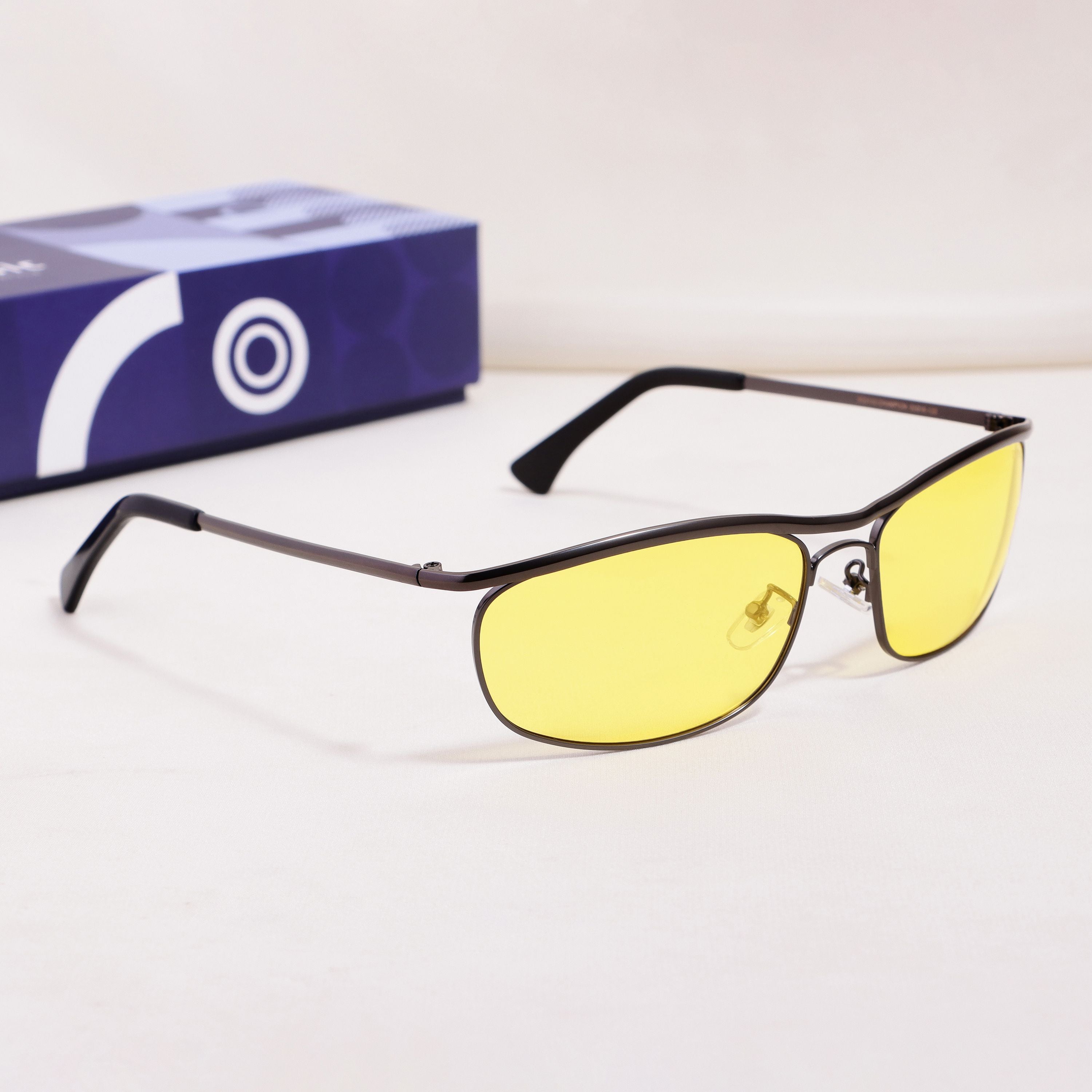 Champion Black Yellow Polarized Rectangle Sunglasses | UV400