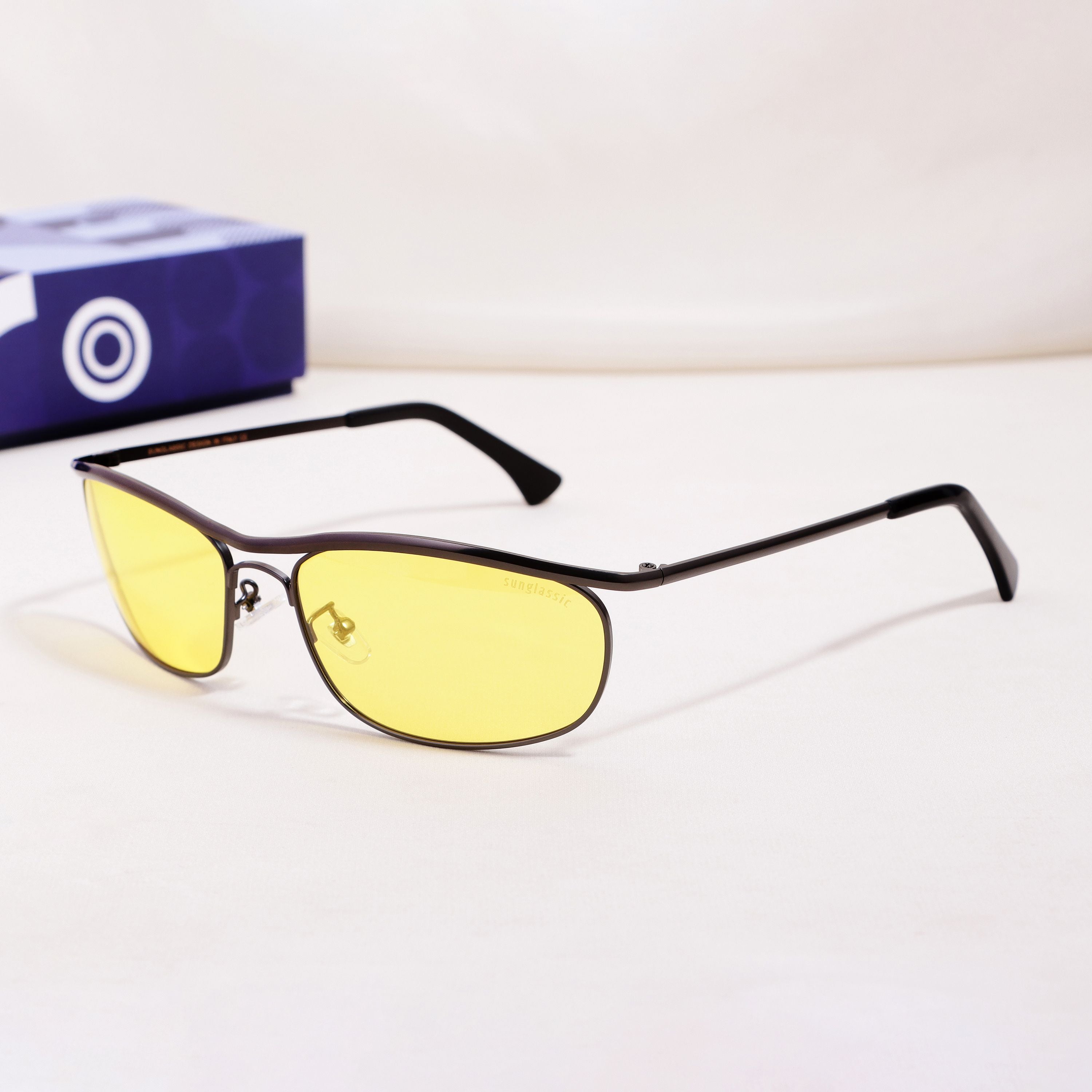 Champion Black Yellow Polarized Rectangle Sunglasses | UV400