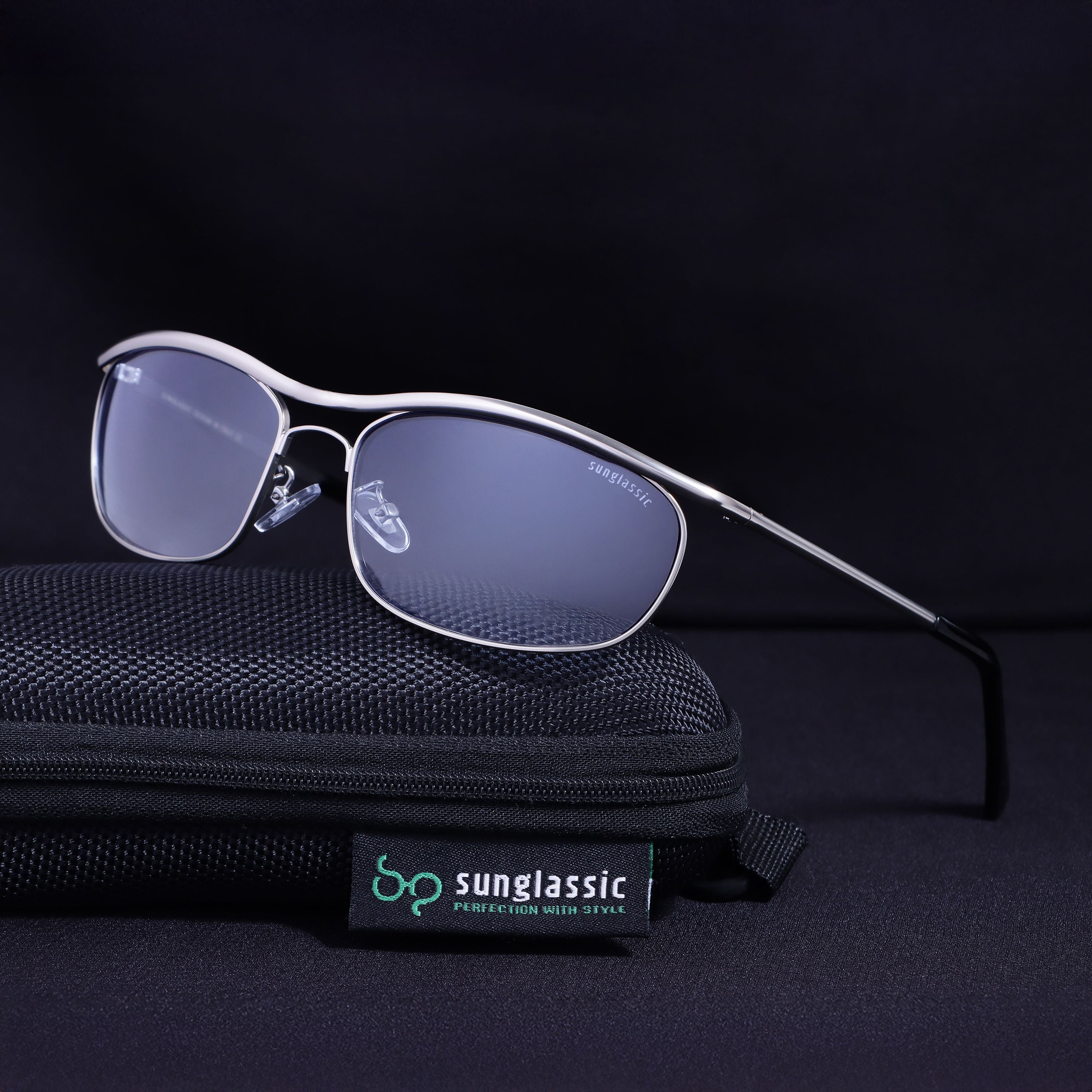 Champion Silver Blue Gradient Rectangle Sunglasses for Men | UV400