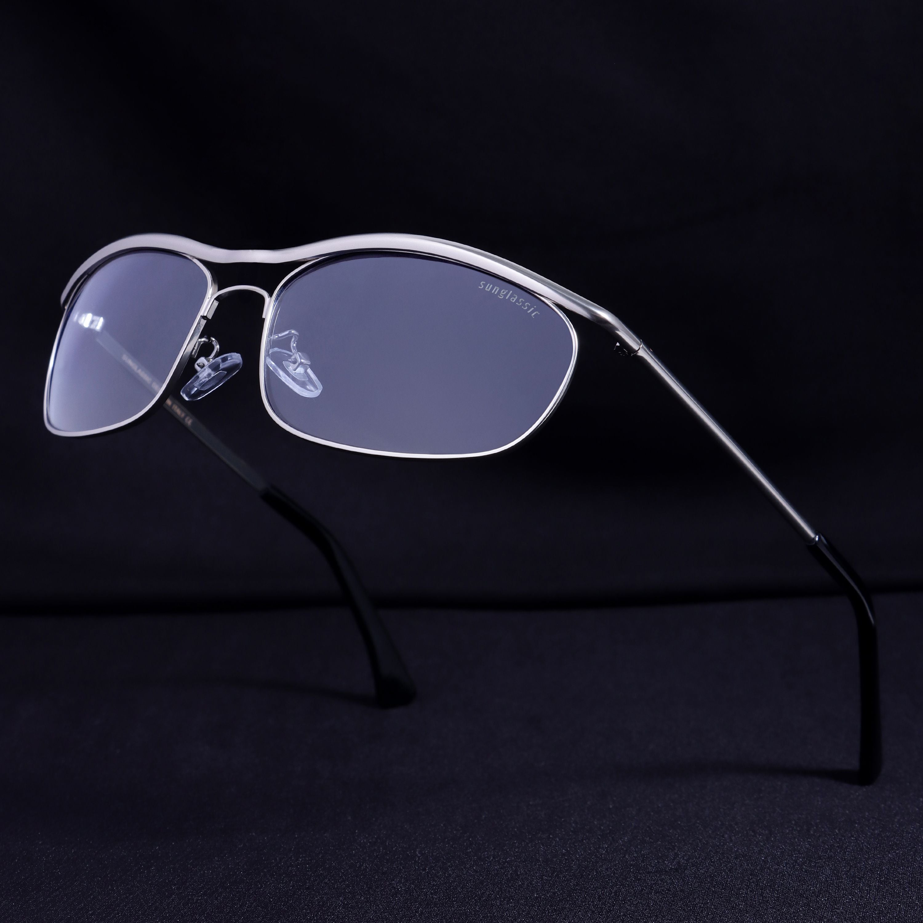 Champion Silver Blue Gradient Rectangle Sunglasses for Men | UV400