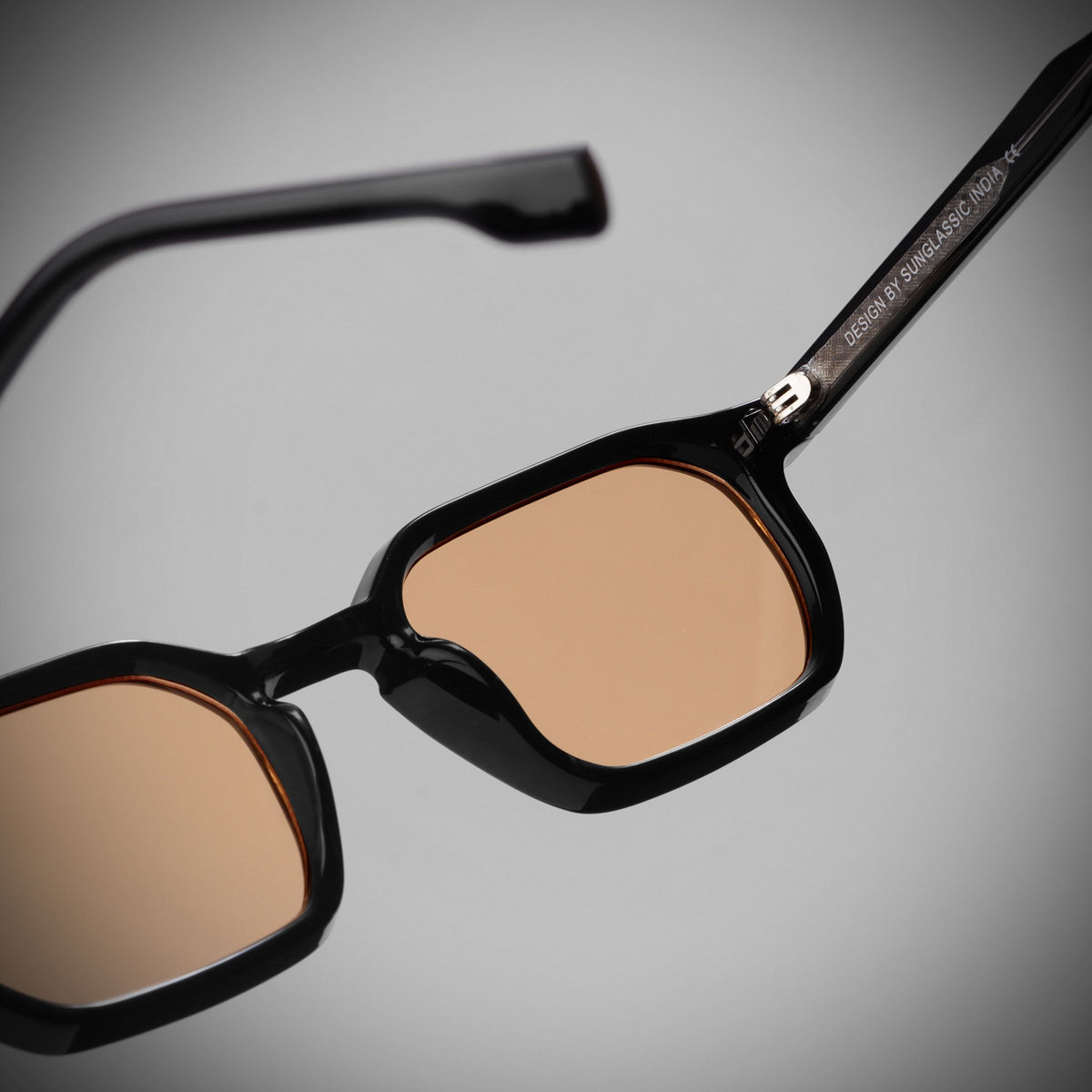 Roman Black Orange Rectangle Sunglasses | UV400