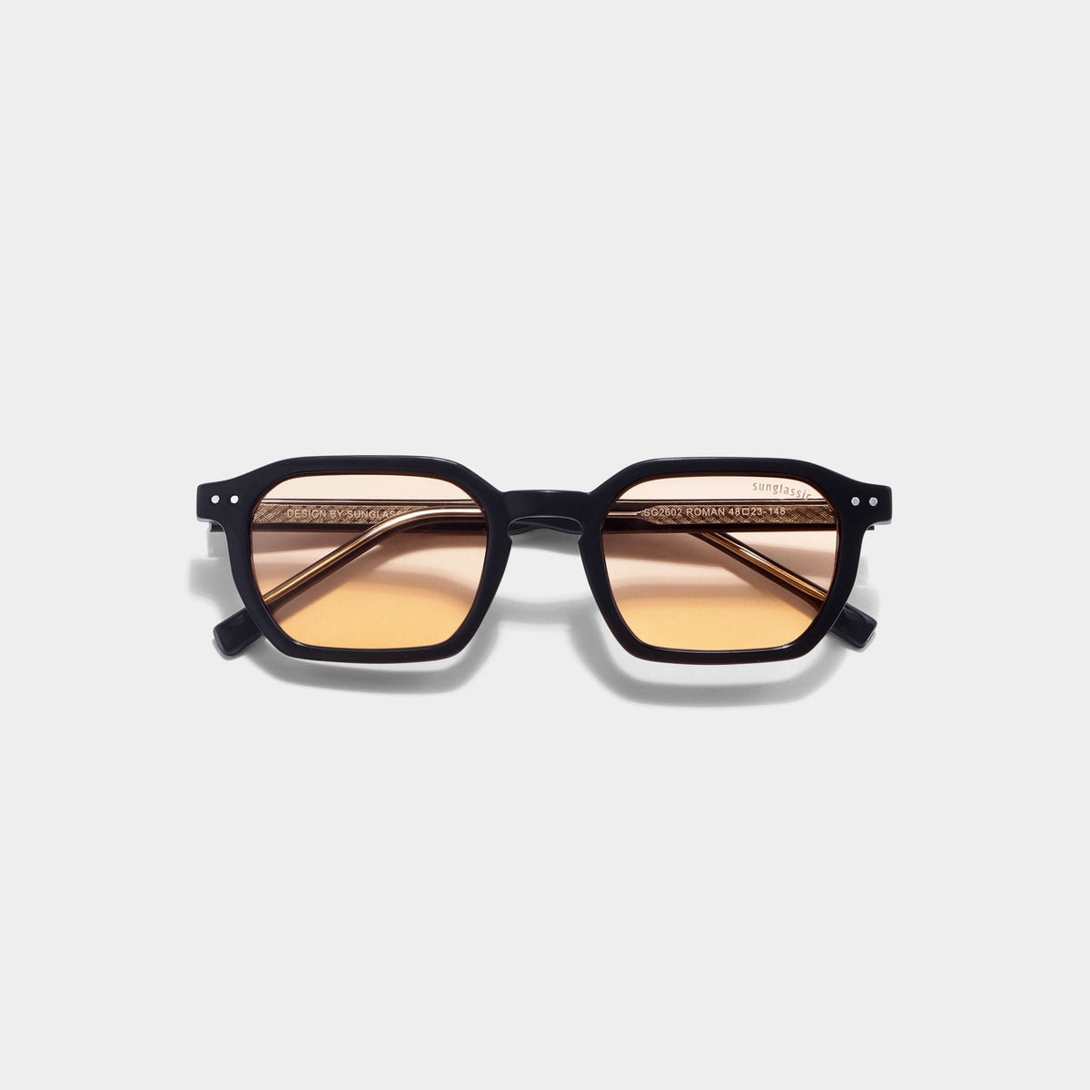 Roman Black Orange Rectangle Sunglasses | UV400