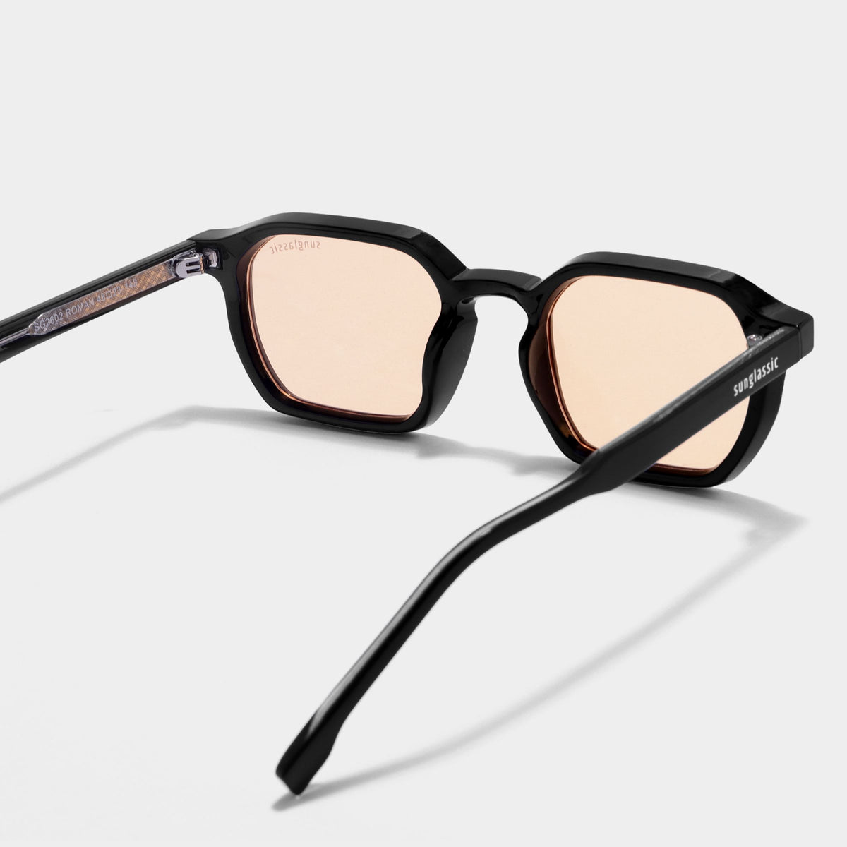 Roman Black Orange Rectangle Sunglasses | UV400
