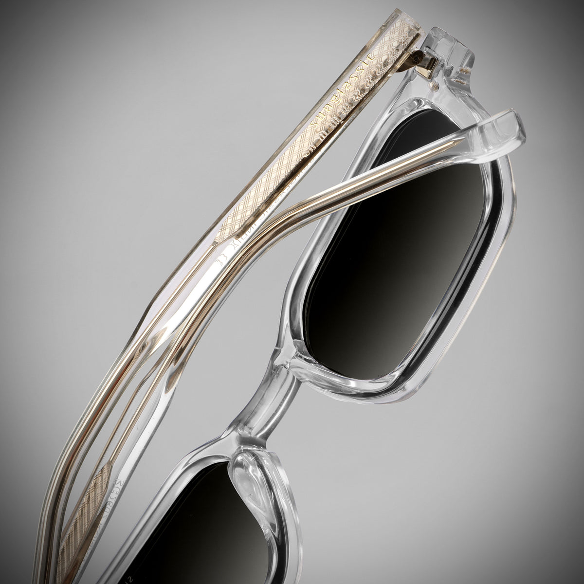 Roman Clear Green Gradient Rectangle Sunglasses