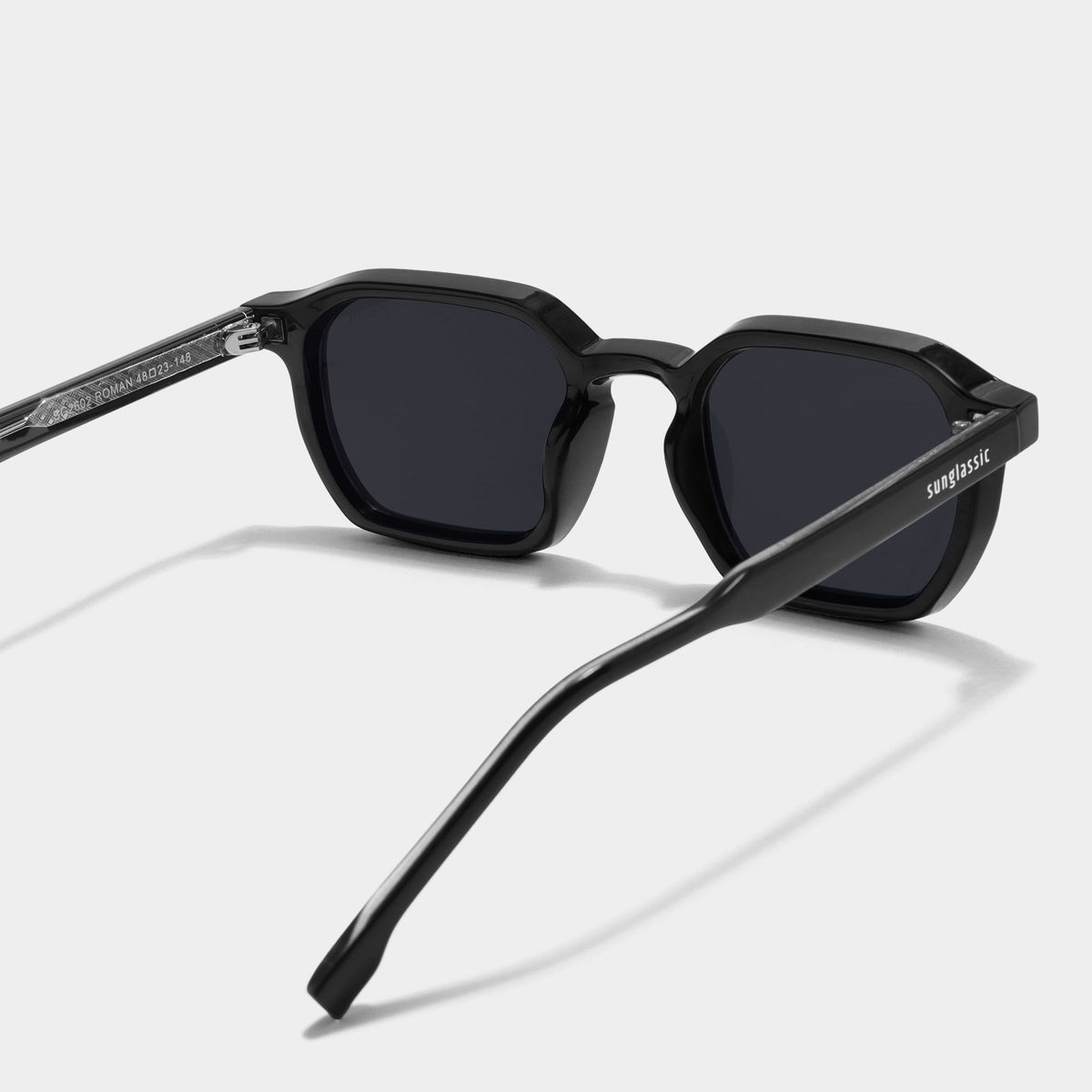 Roman Full Black Rectangle Sunglasses | UV400