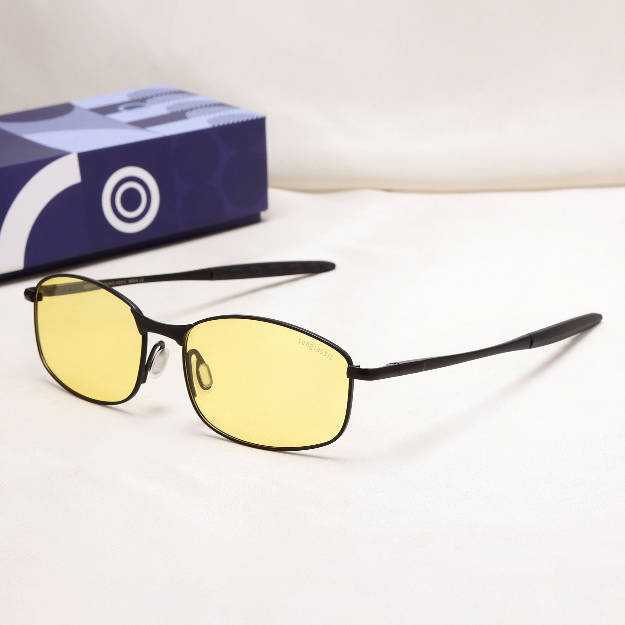 Swiftor Black Yellow Polarized Rectangle Sunglasses | UV400