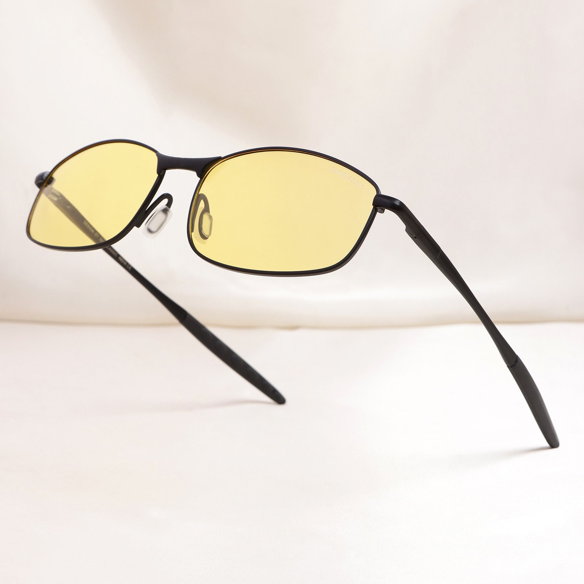 Swiftor Black Yellow Polarized Rectangle Sunglasses | UV400