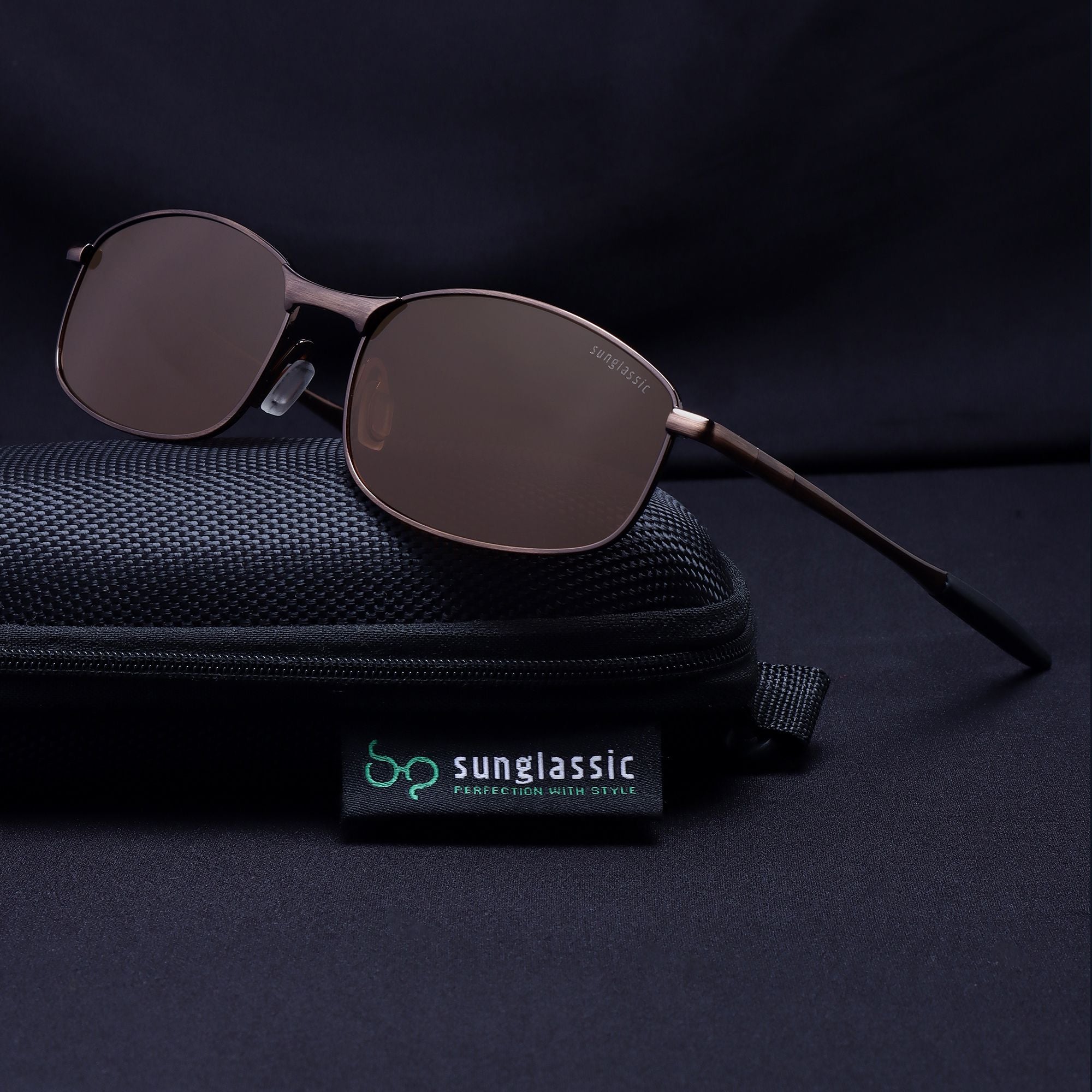 Swiftor Full Brown Polarized Rectangle Sunglasses | UV400