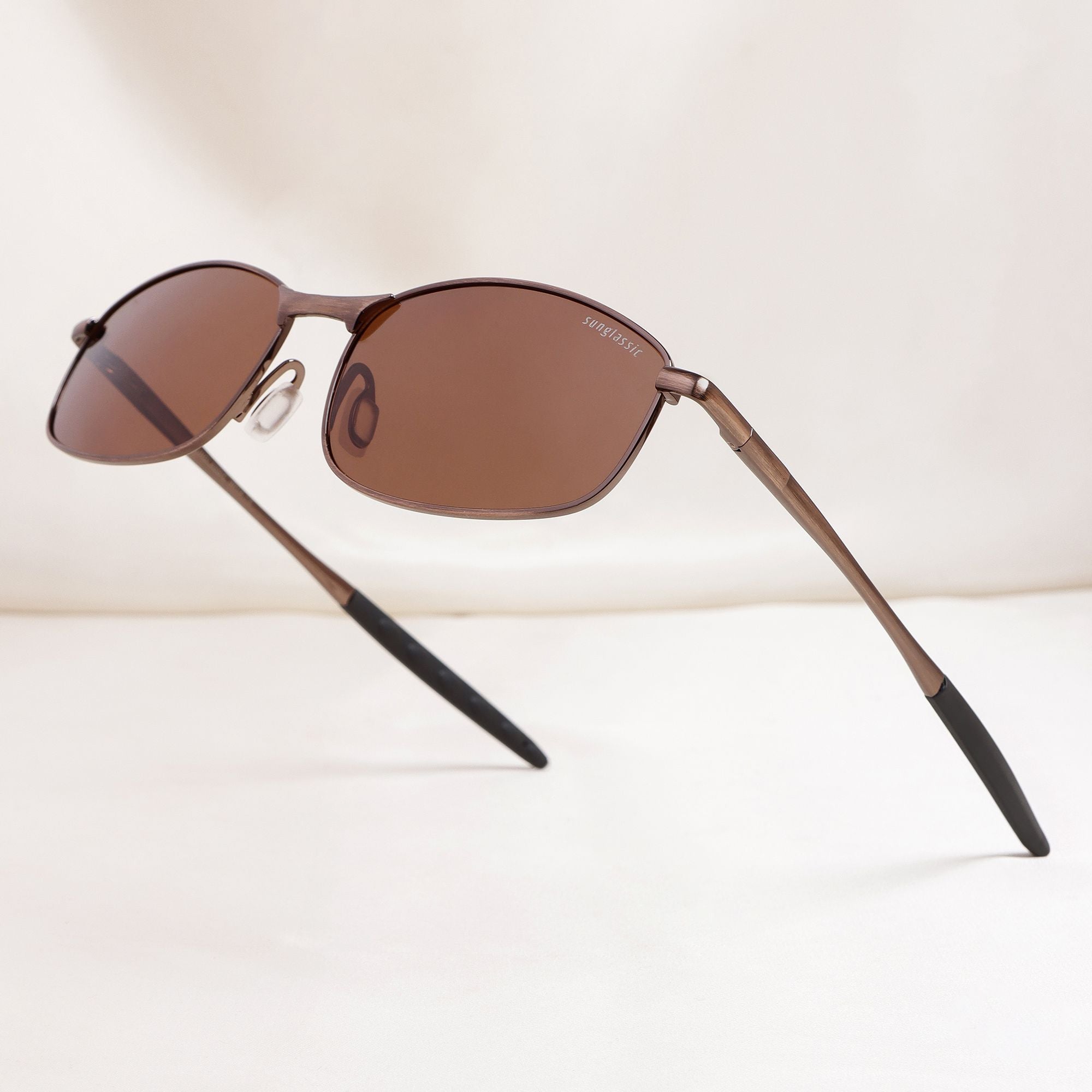 Swiftor Full Brown Polarized Rectangle Sunglasses | UV400