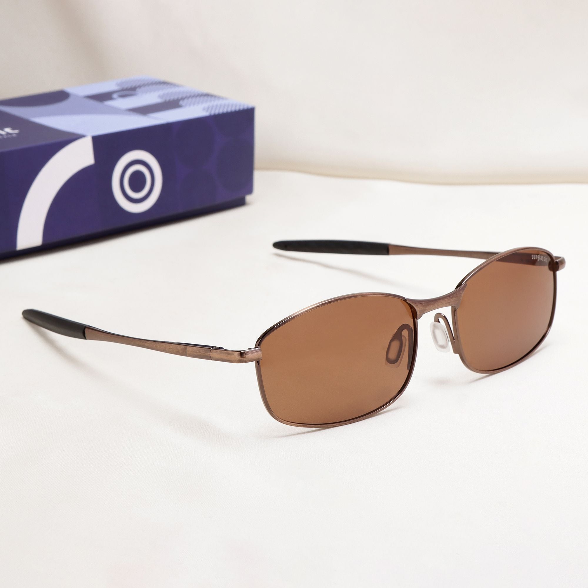 Swiftor Full Brown Polarized Rectangle Sunglasses | UV400
