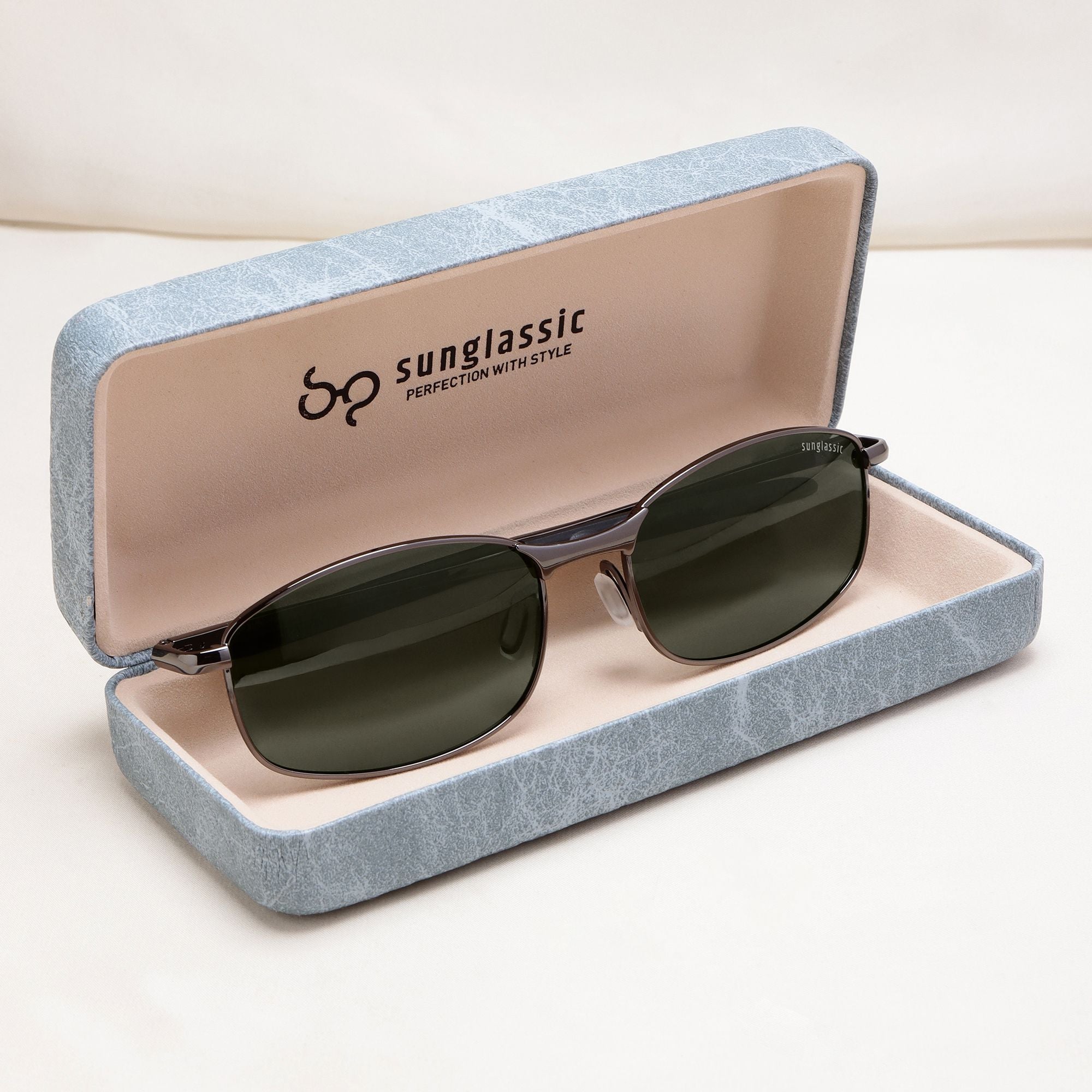 Swiftor Gun Black Green Polarized Rectangle Sunglasses | UV400