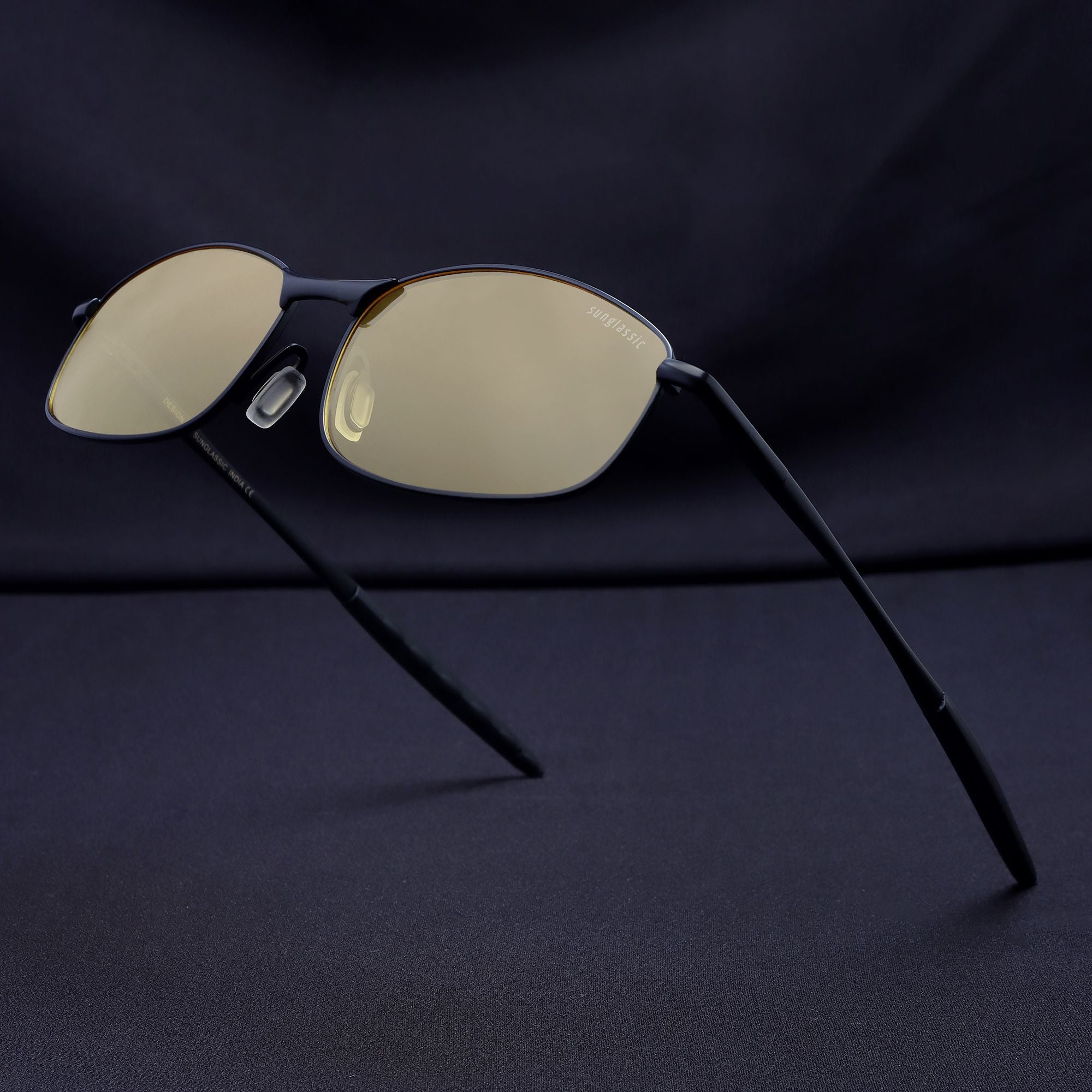 Swiftor Black Yellow Polarized Rectangle Sunglasses | UV400