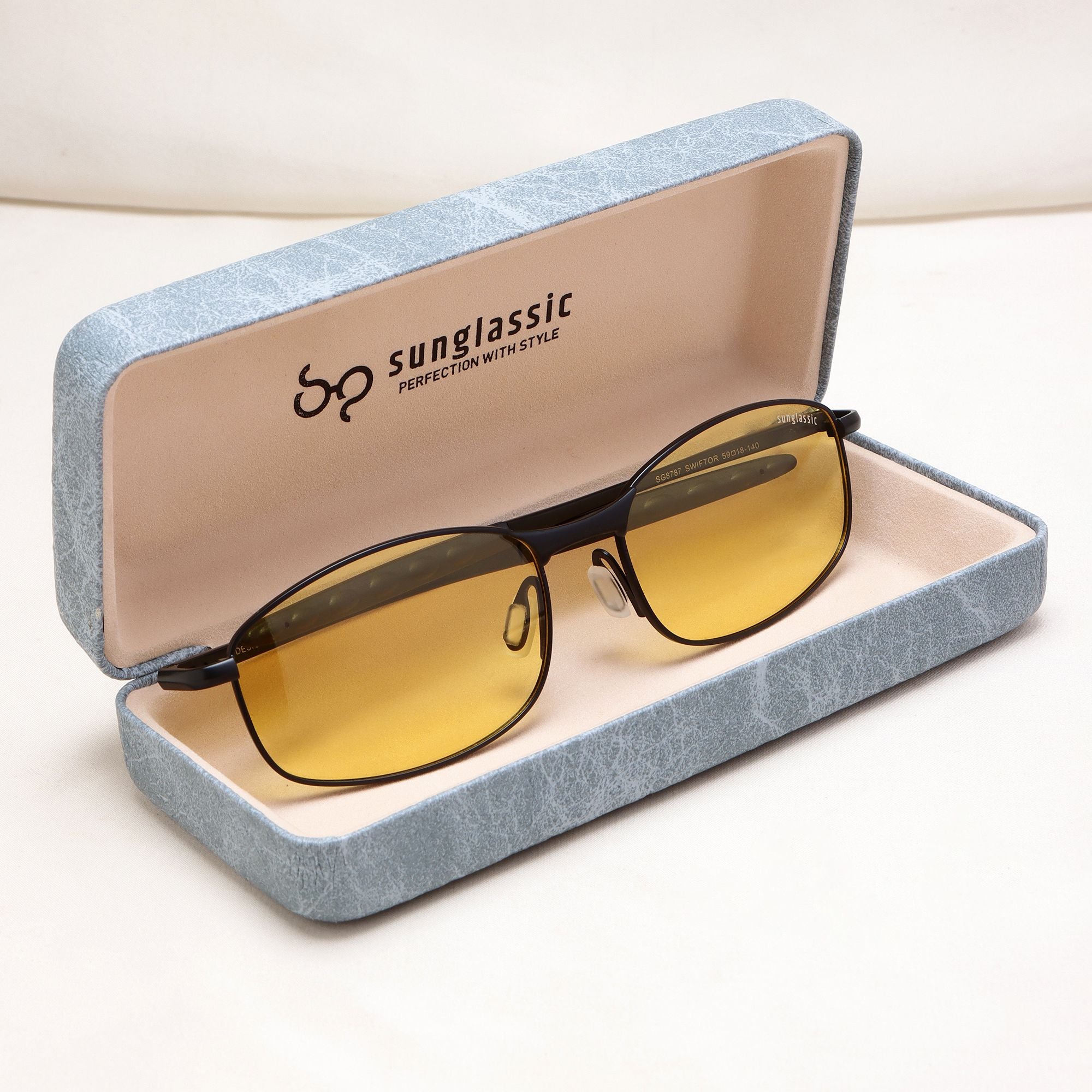 Swiftor Black Yellow Polarized Rectangle Sunglasses | UV400