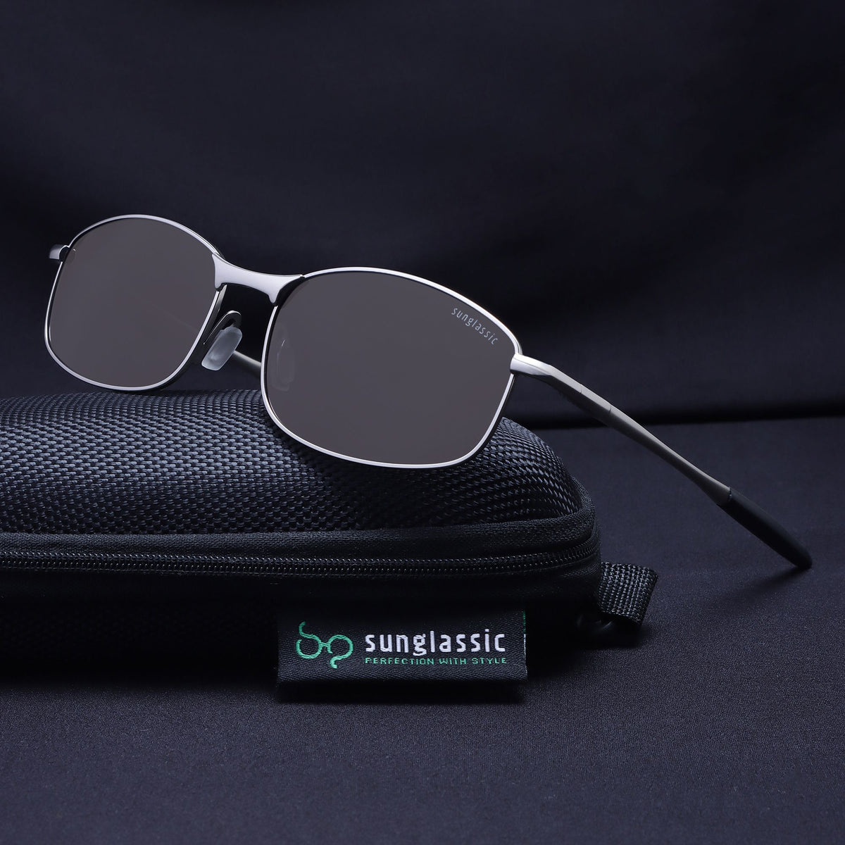 SWIFTOR Silver Black Polarized Sunglasses for Men & Women  display picture 3