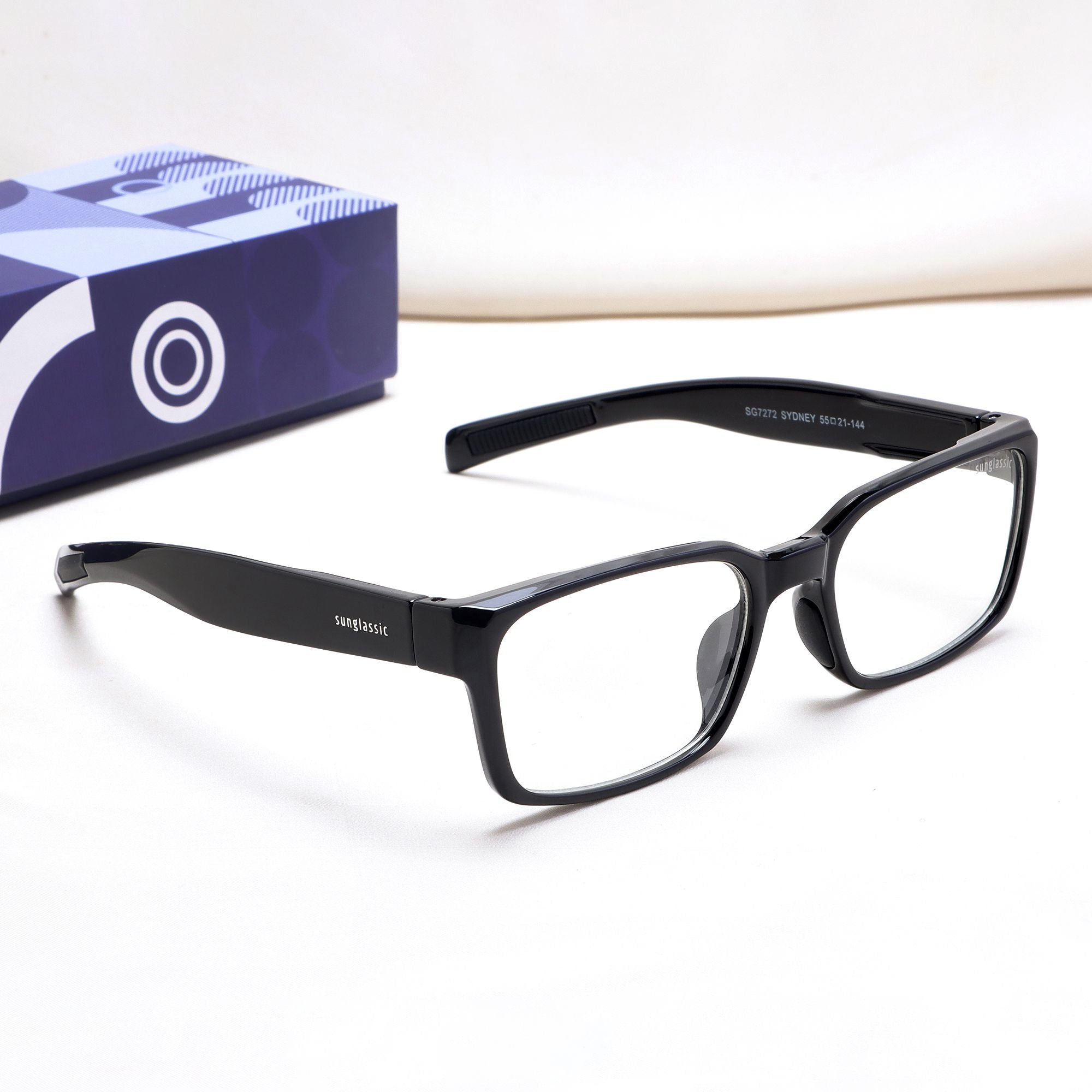 Sydney – Black Clear Rectangle Glasses | Anti-Blue Light | UV400