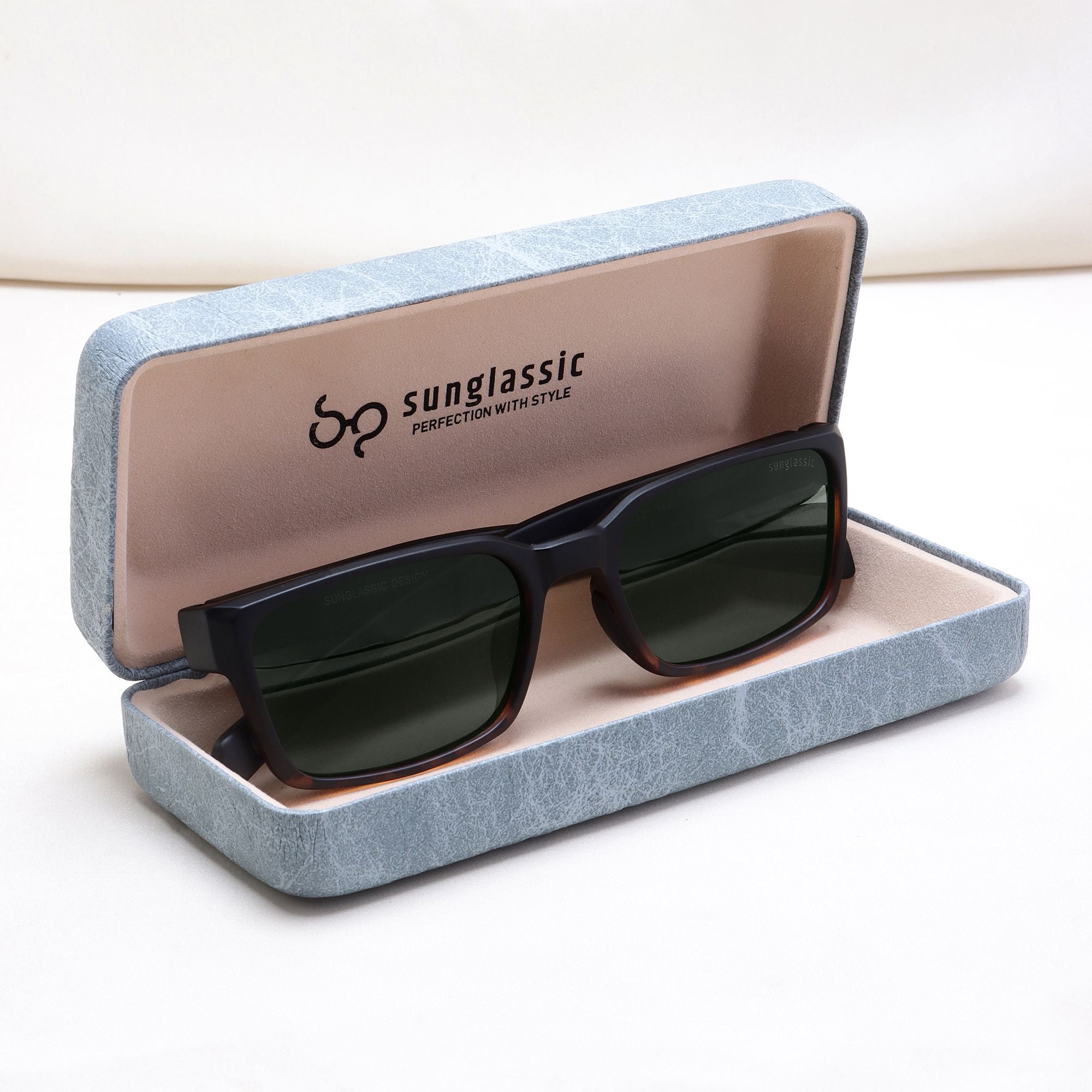 Sydney – Black Tortoise Green Rectangle Sunglasses | UV400 Polarized