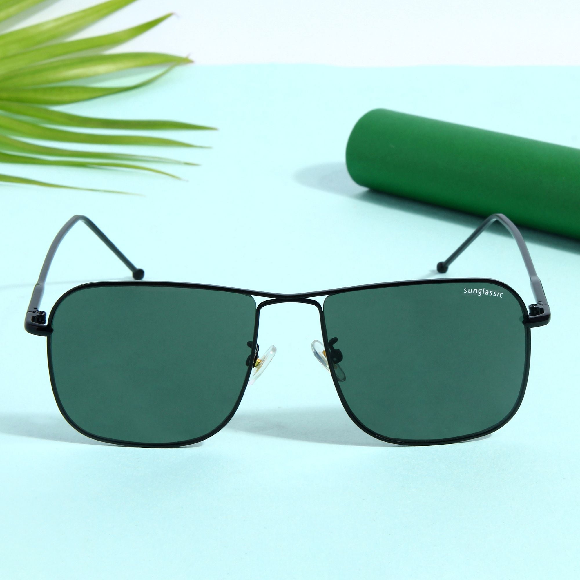 The Godfather Black Green Square Sunglasses