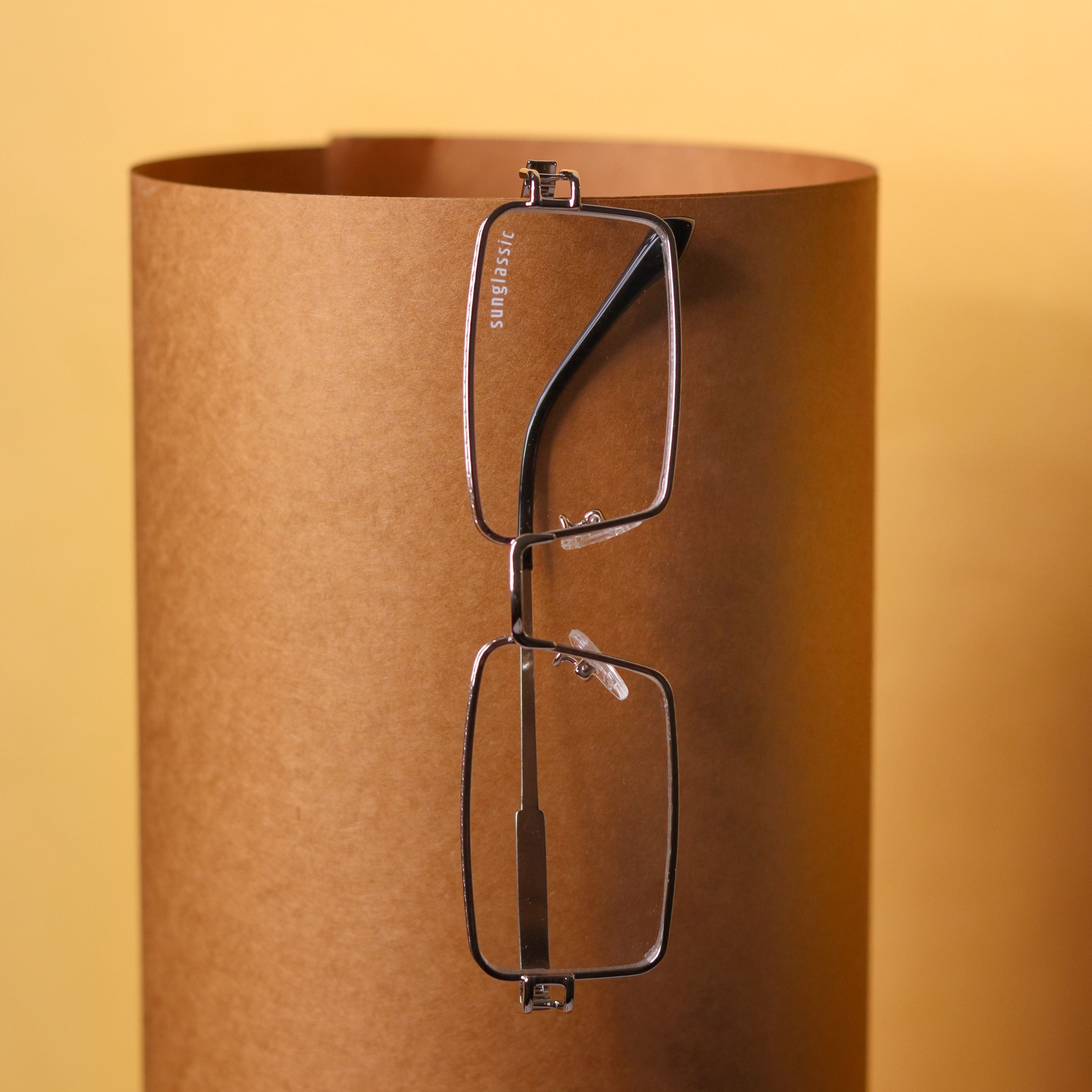 Walker Silver Clear Rectangle Sunglasses