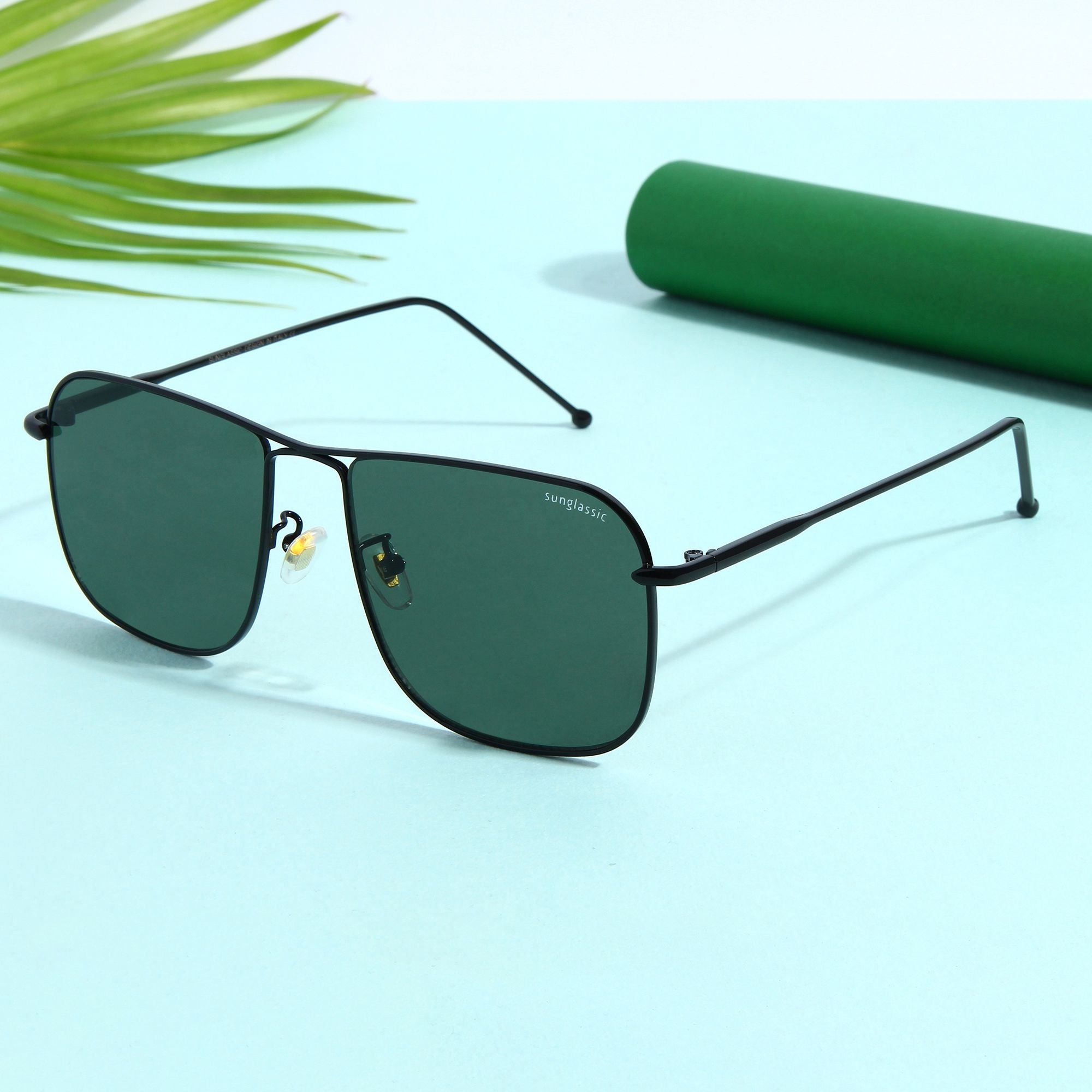 The Godfather Black Green Square Sunglasses