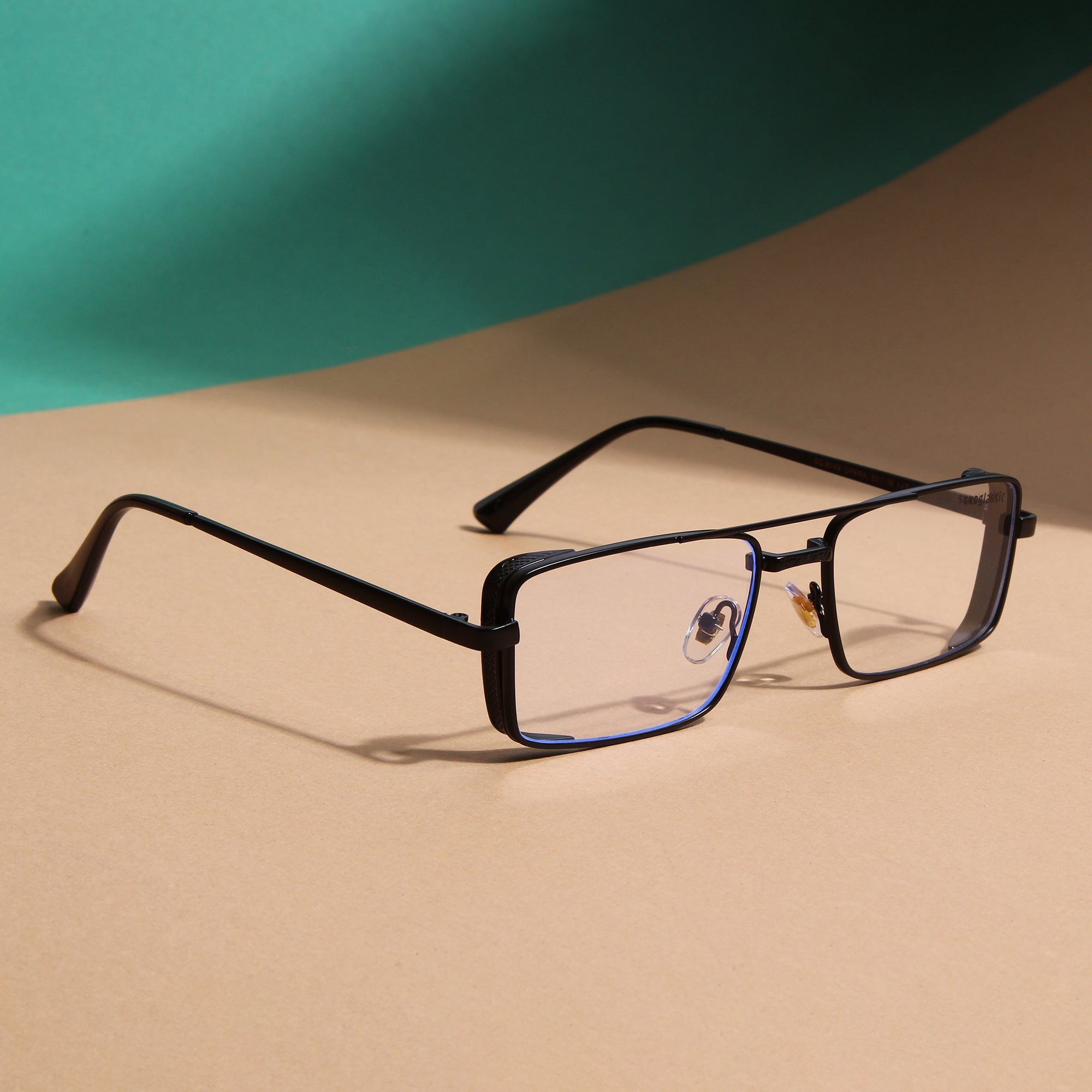 Black Clear Rectangle Sunglasses