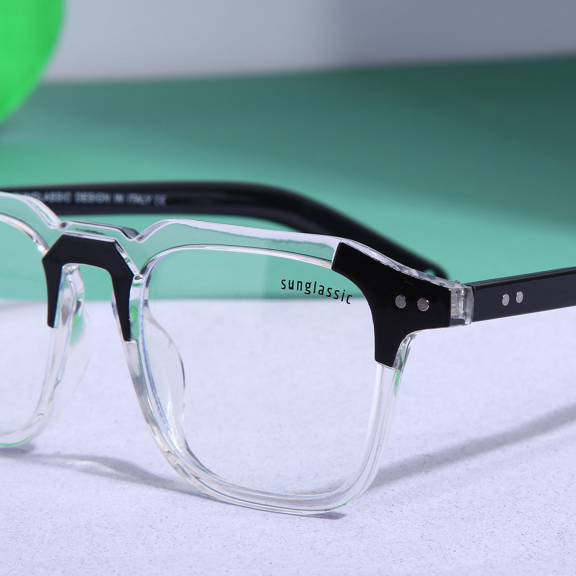 Kingsman Clear Black Clear Square Sunglasses