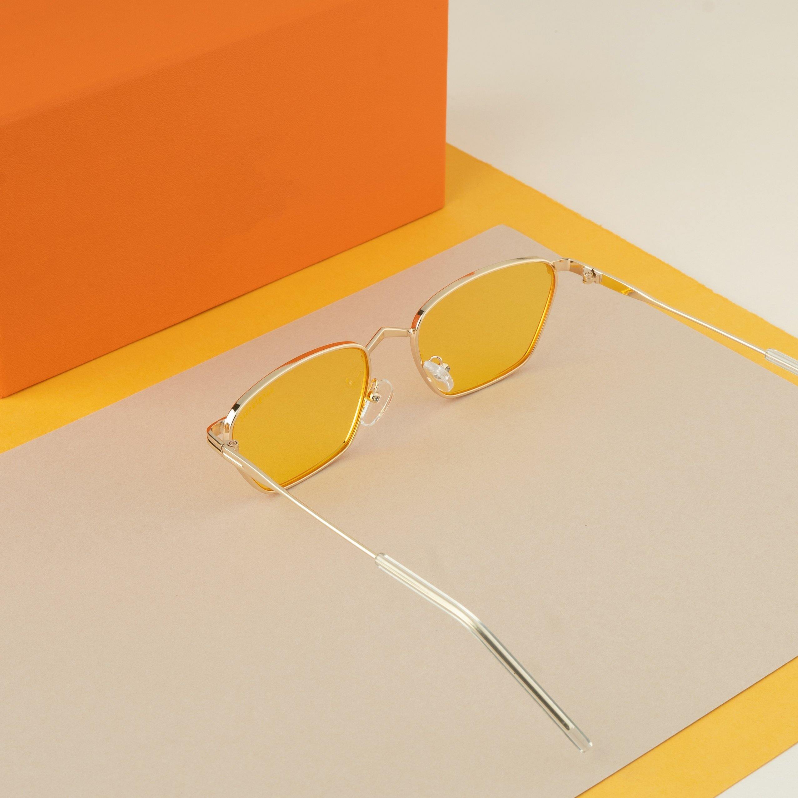 Andreas Yellow Gold Edition Trapezoid Sunglasses