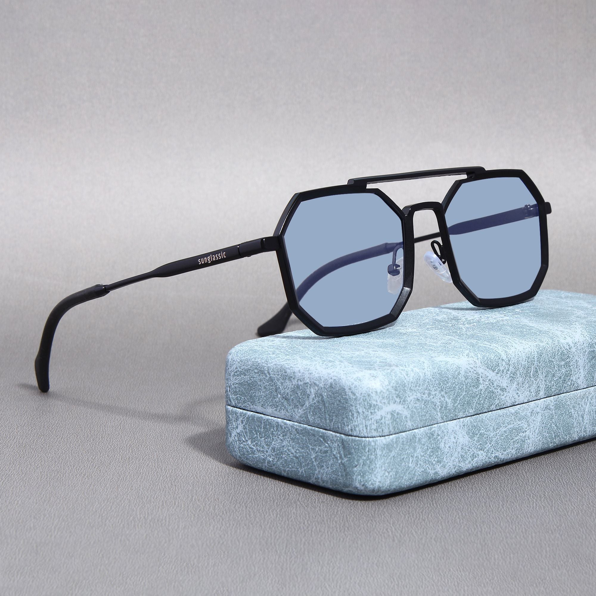 Commando Black Blue Edition Octagon Sunglasses