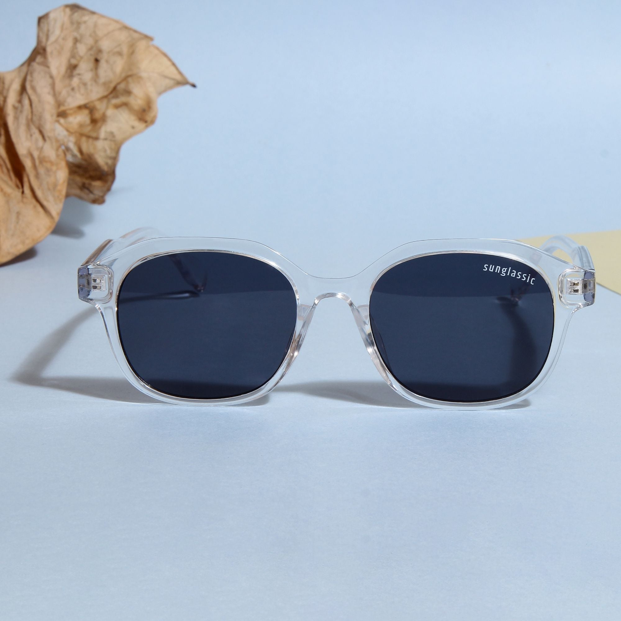 Crypto. Clear Black Square Sunglasses