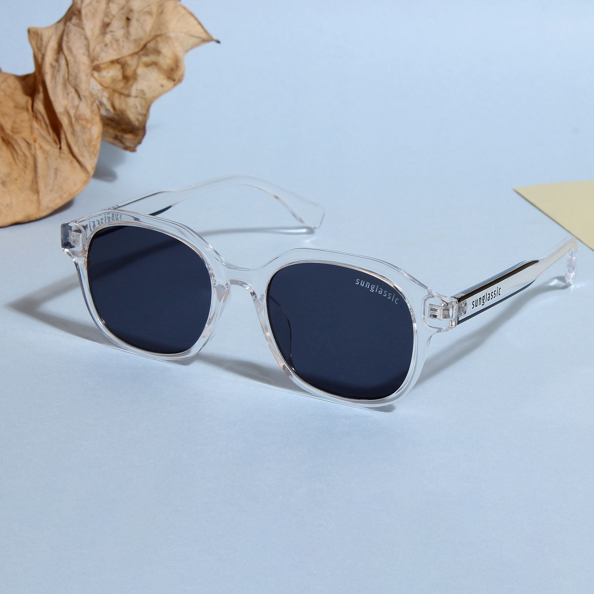 Crypto. Clear Black Square Sunglasses