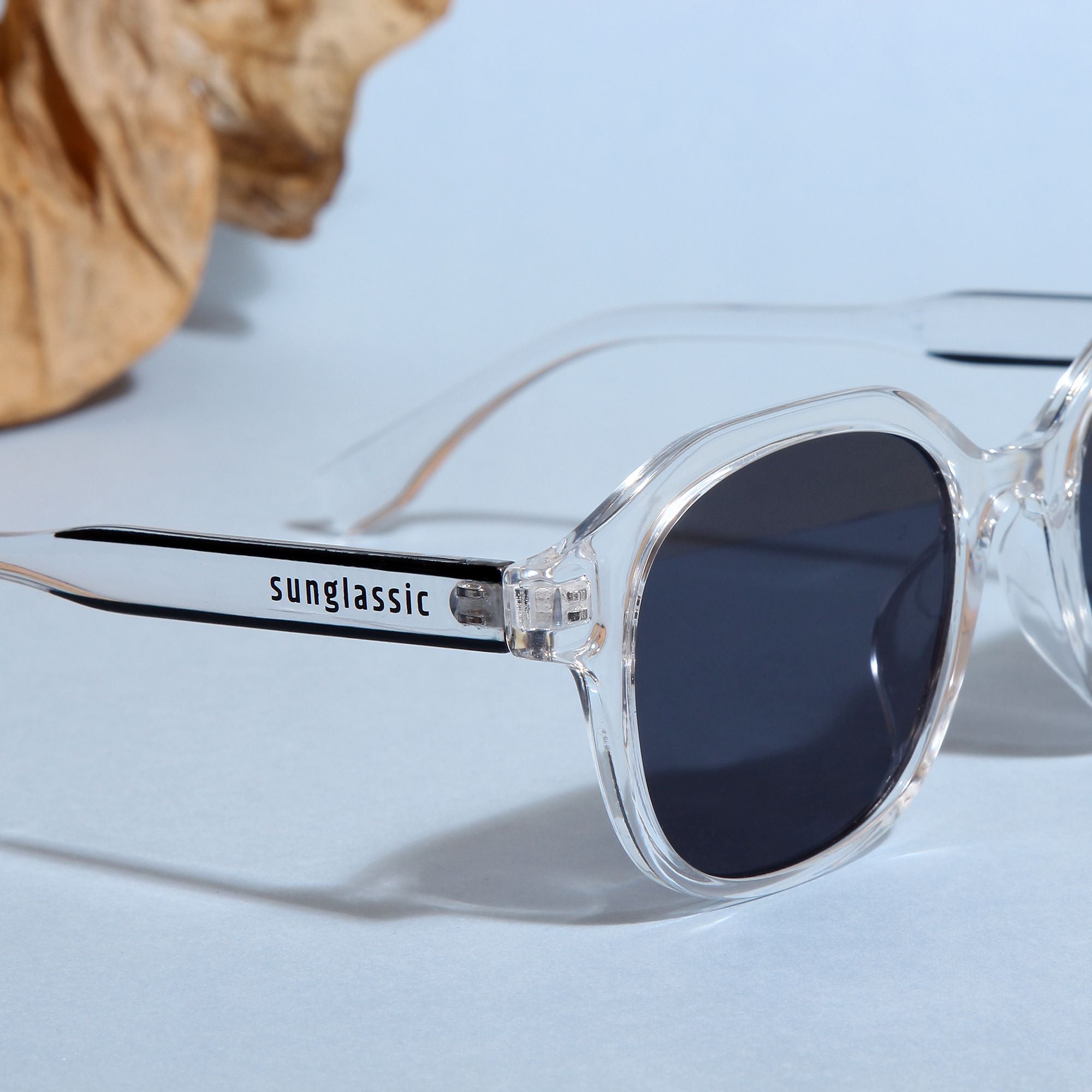 Crypto. Clear Black Square Sunglasses