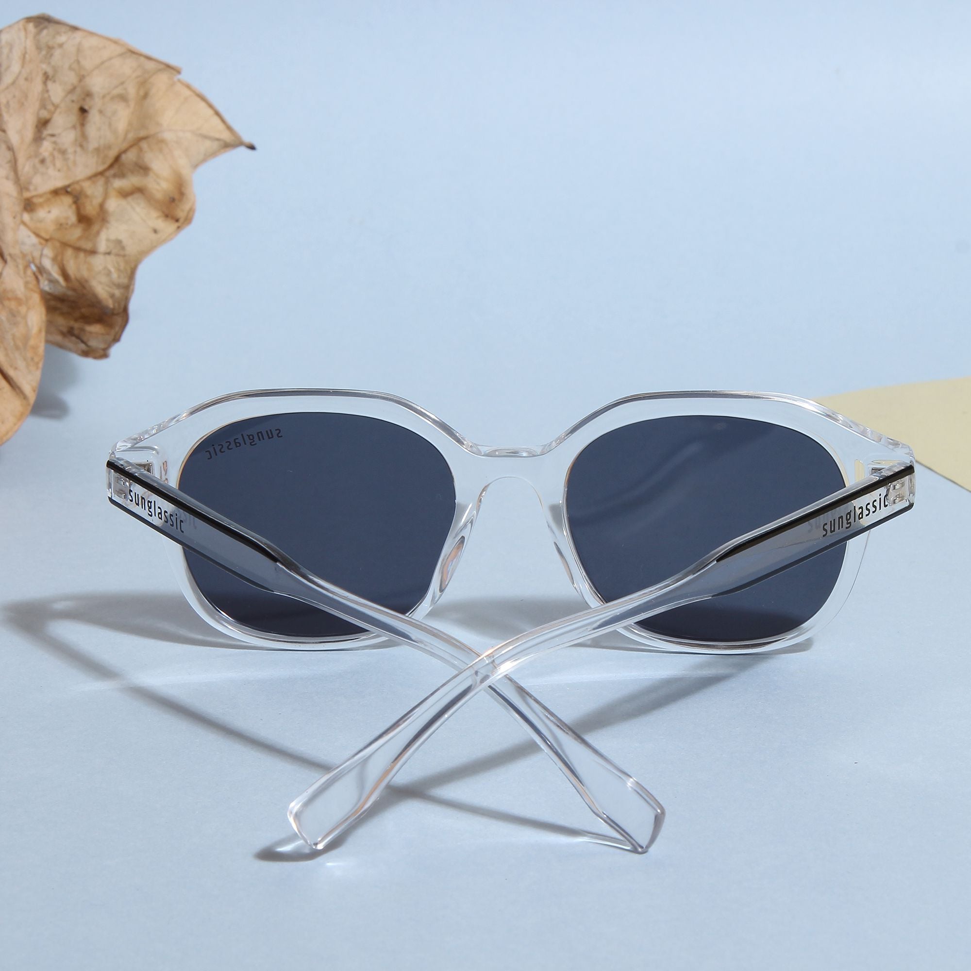 Crypto. Clear Black Square Sunglasses