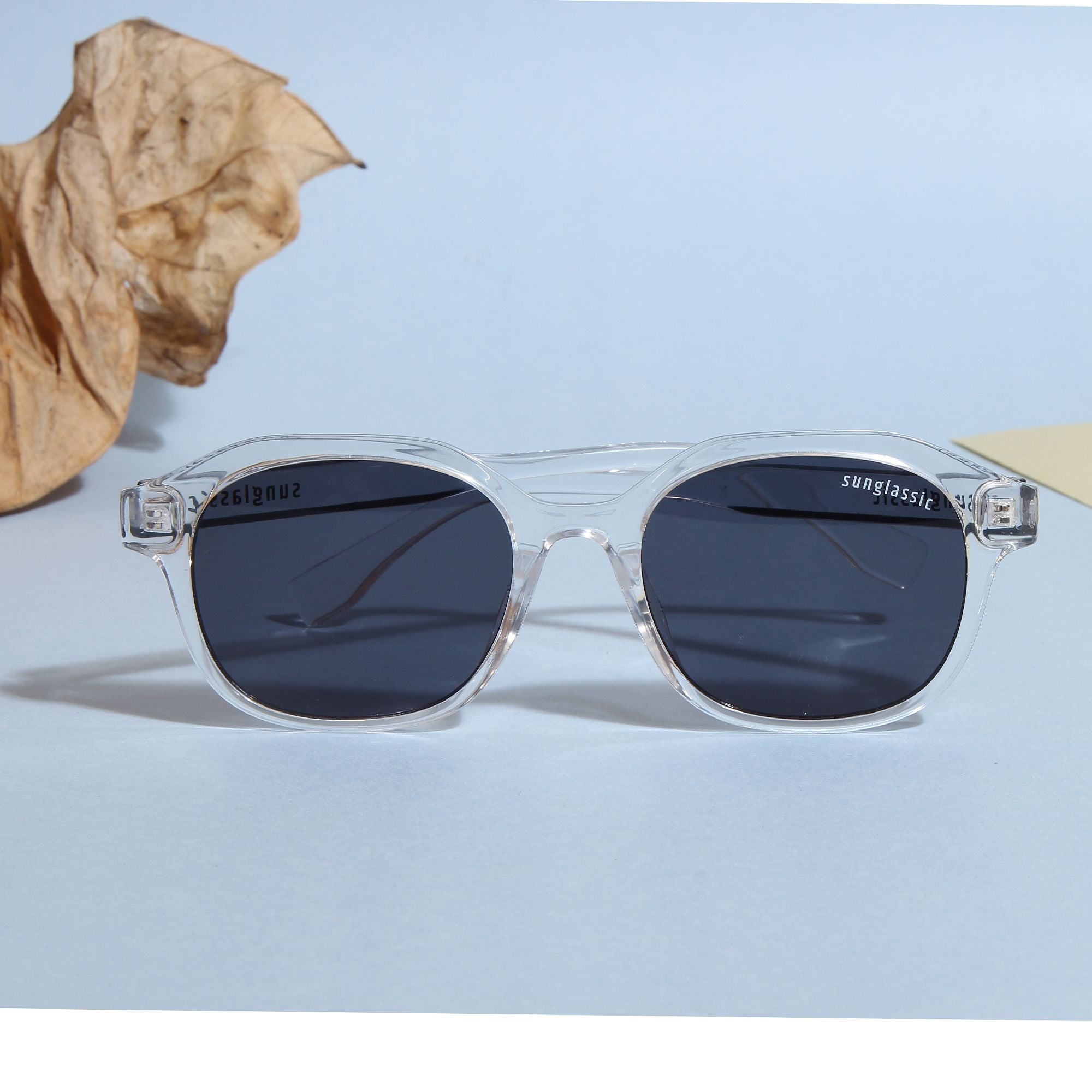 Crypto. Clear Black Square Sunglasses