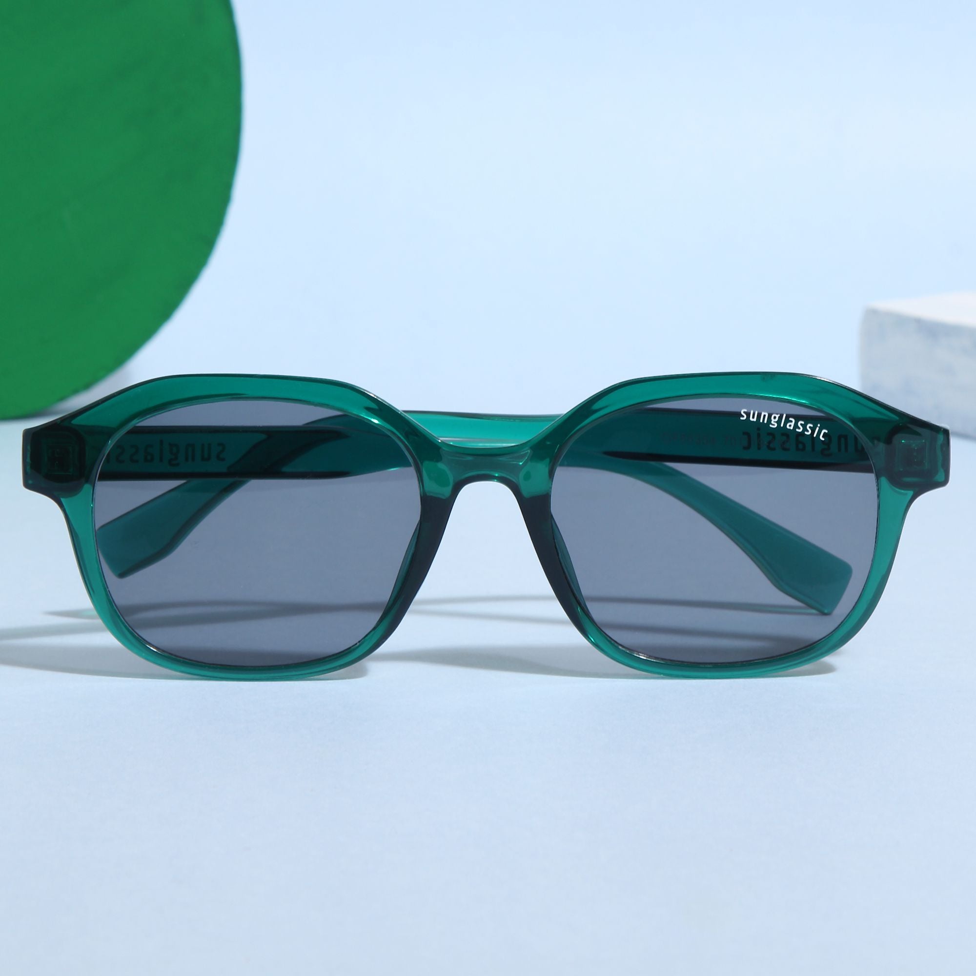 Crypto. Green Black Square Sunglasses