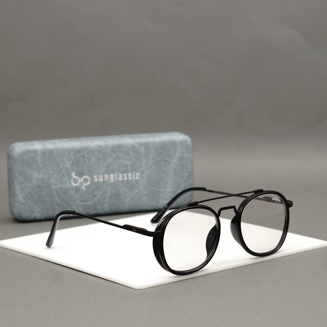 Black Transparent SG4612 Metal Frame Round Sunglasses - Main Image