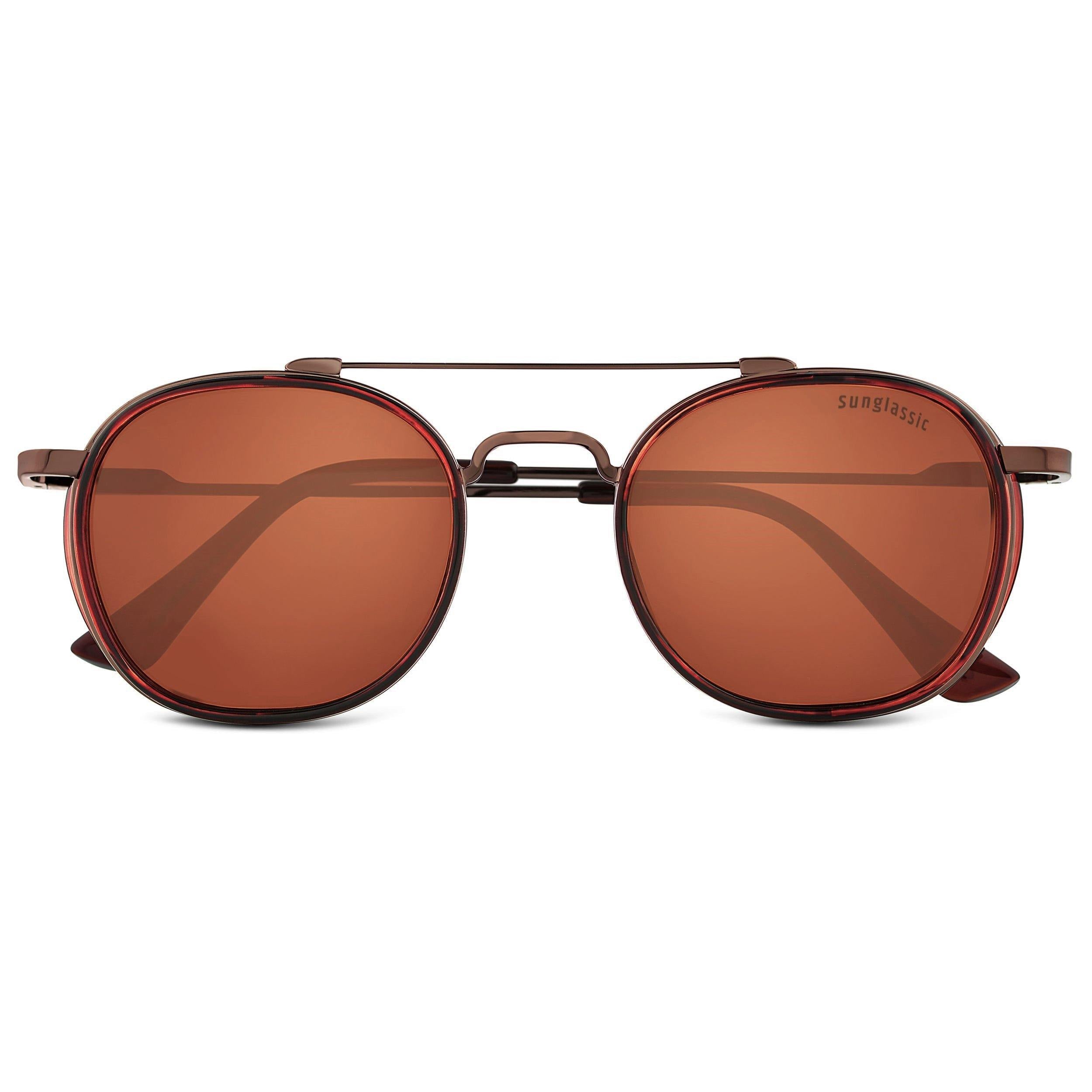 Full Brown SG4612 Metal Frame Round Sunglasses