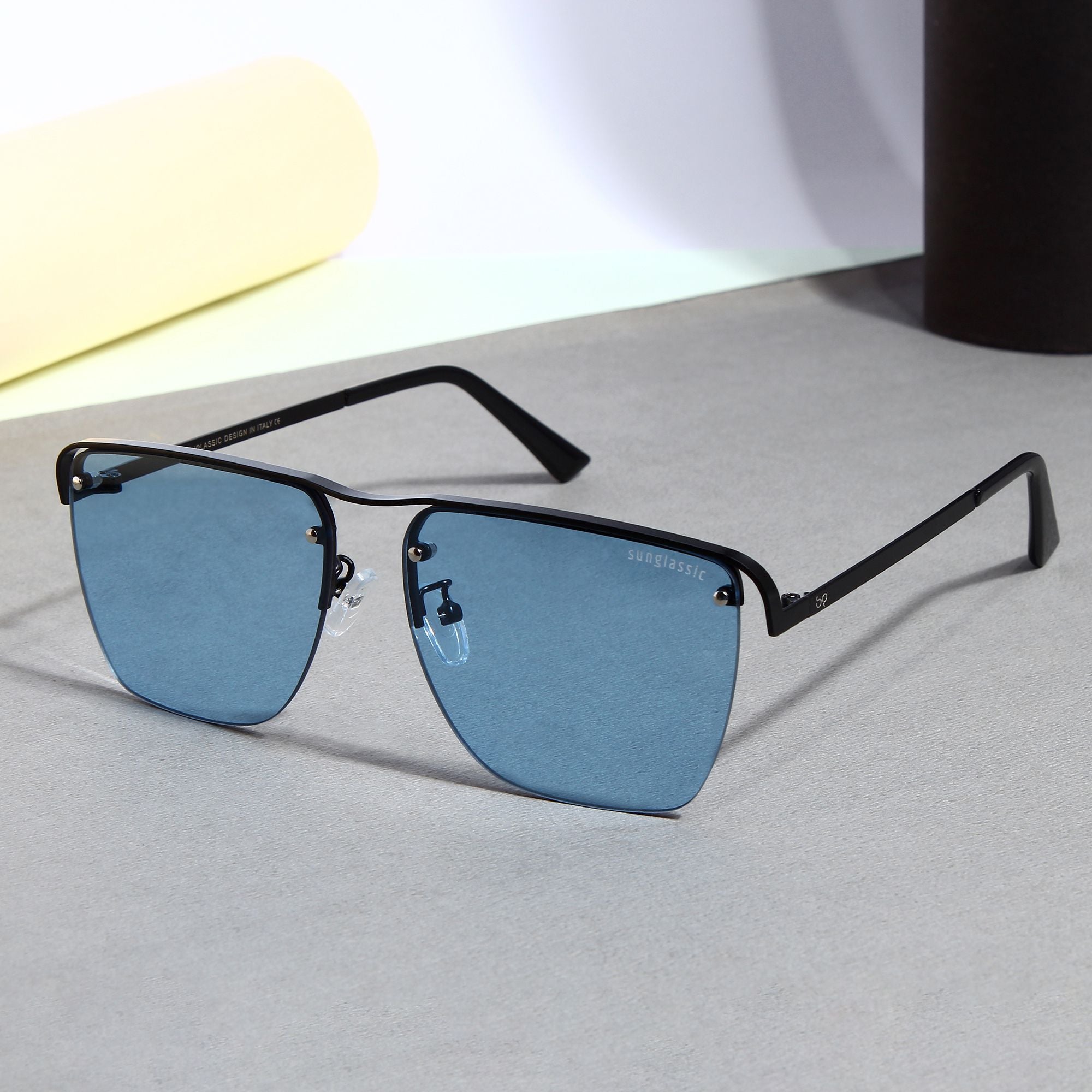 Black Blue Square Sunglasses