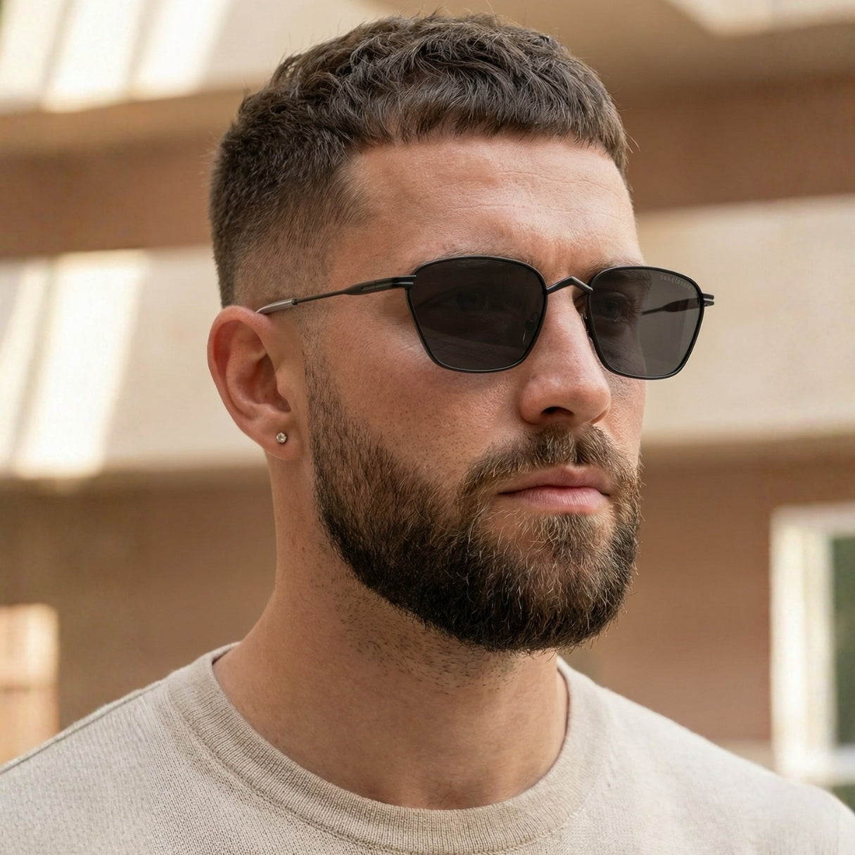 Andreas Full Black Edition Trapezoid Sunglasses