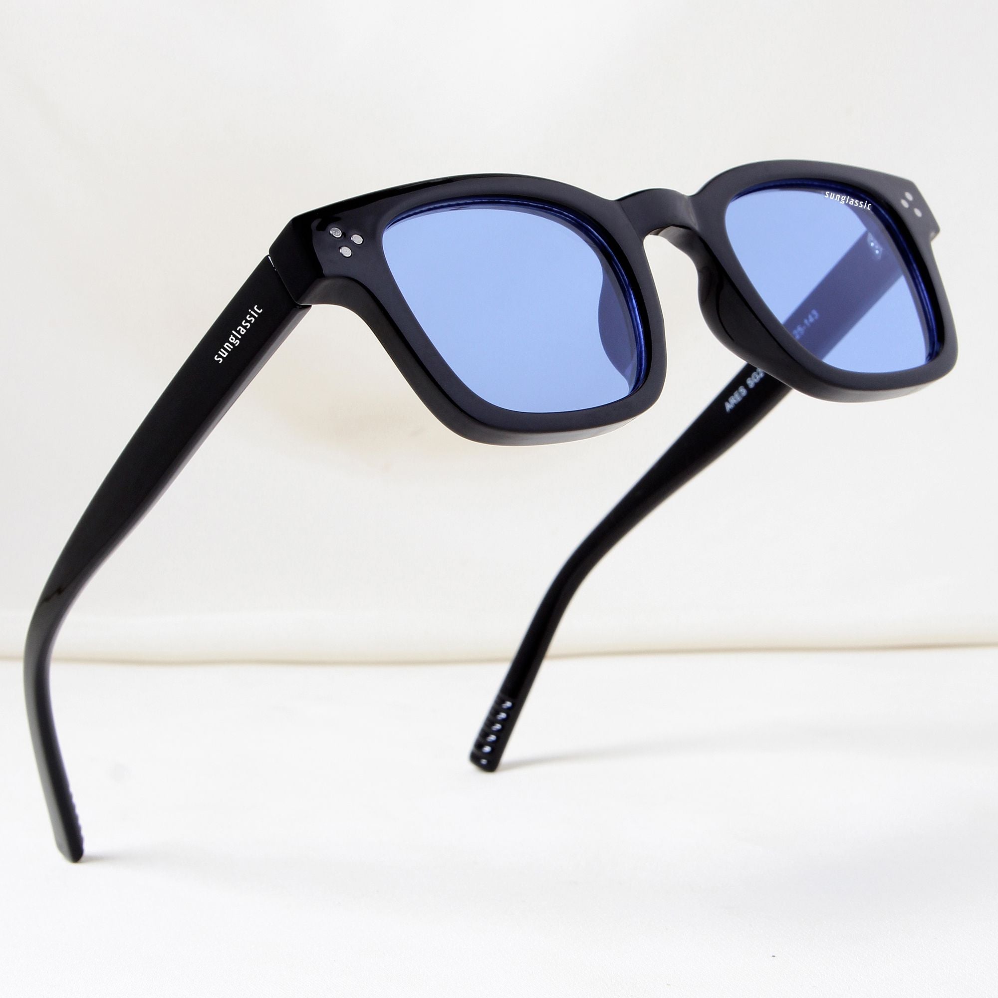 Ares Black Blue Square Sunglasses